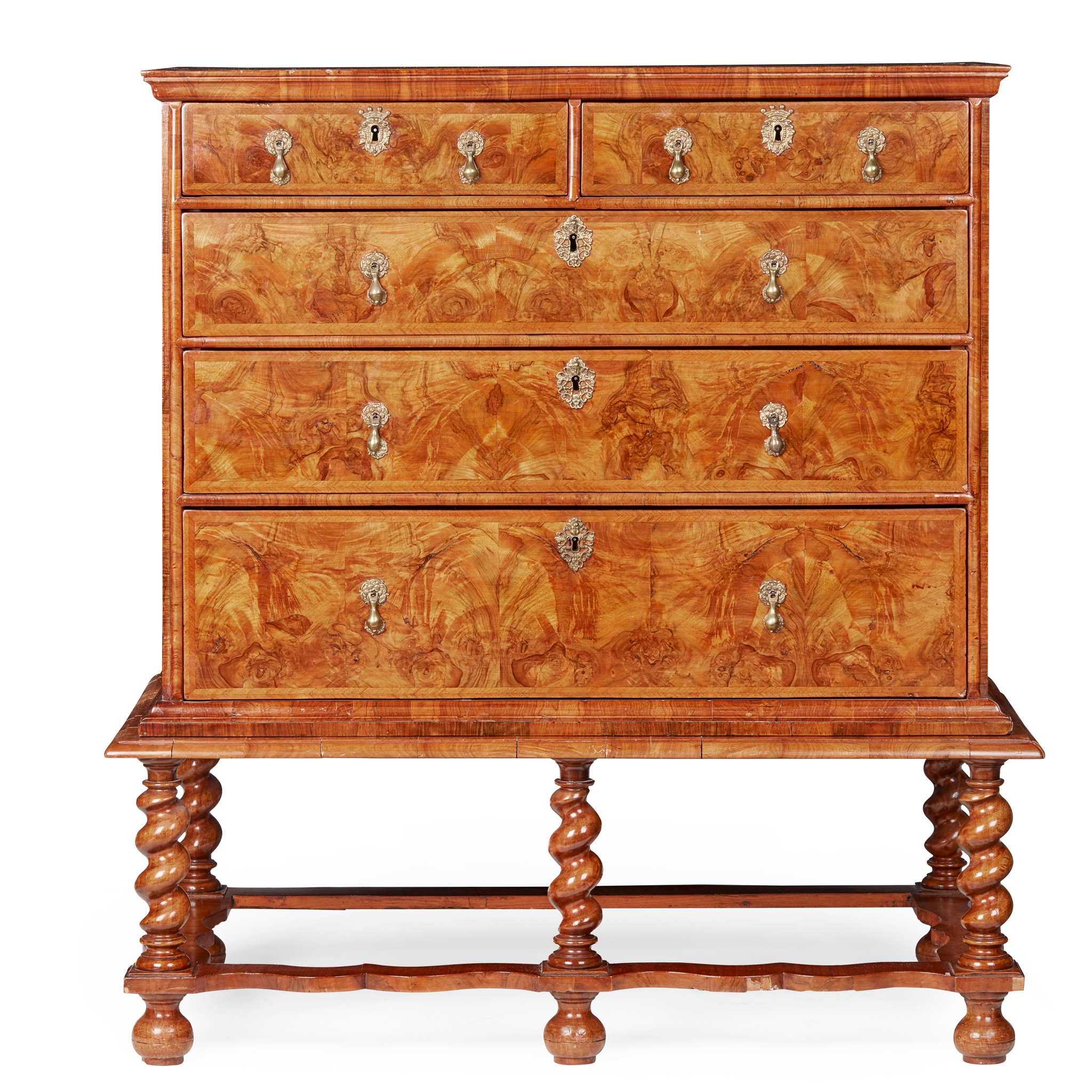 QUEEN ANNE WALNUT CHEST-ON-STAND