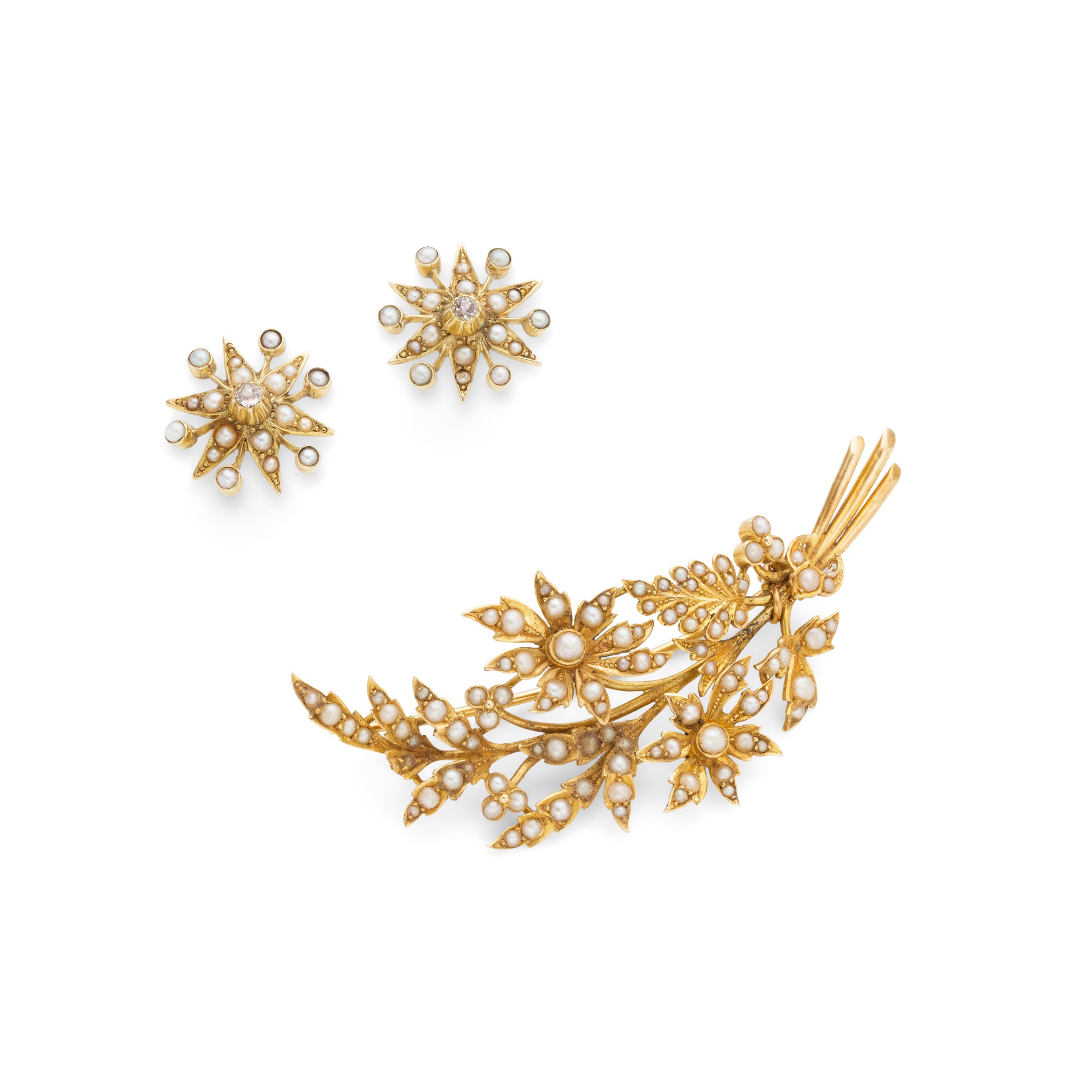 An early 20th century seed pearl brooch