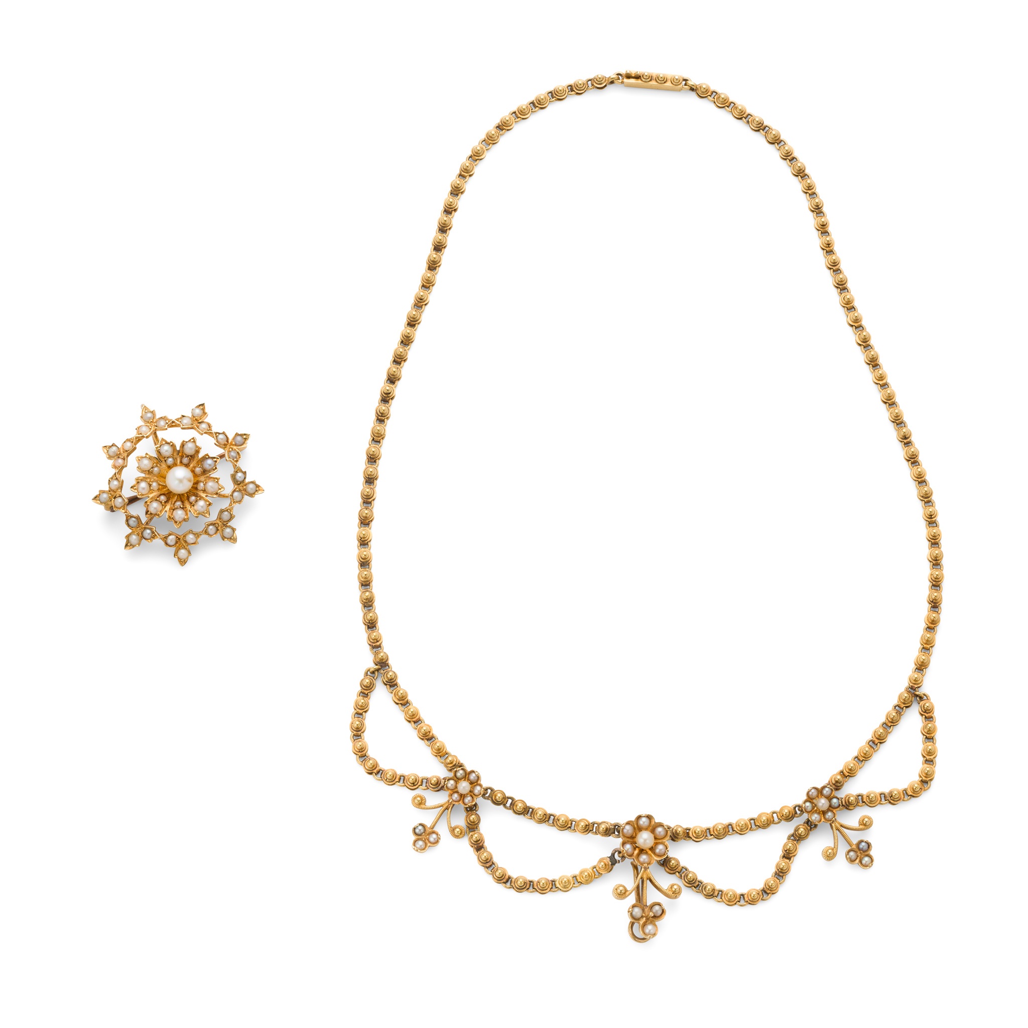 A Victorian pearl necklace and pendant