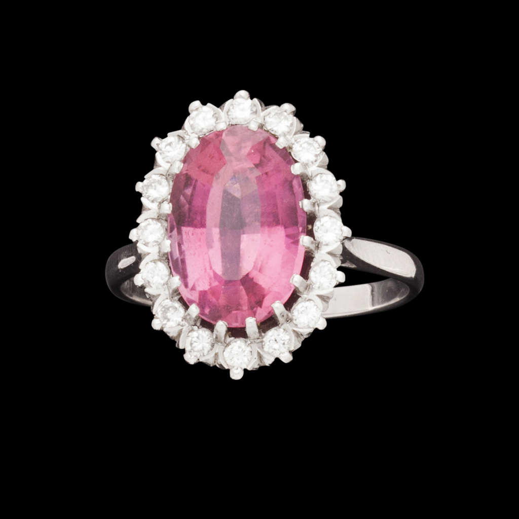 A tourmaline and diamond ring