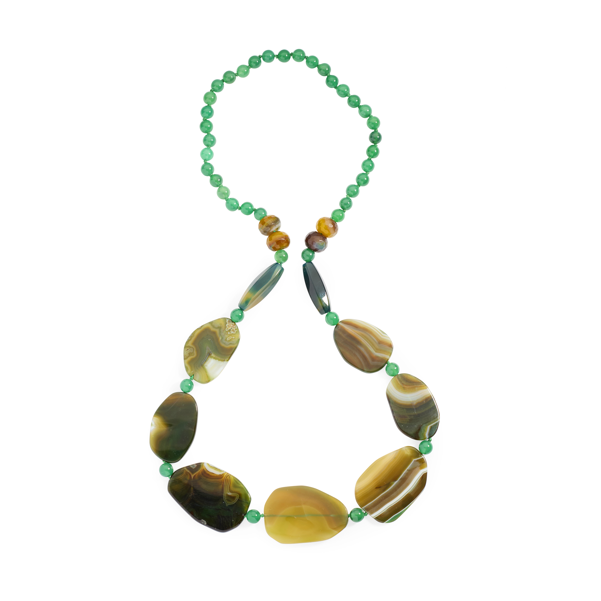 A jade and agate bead necklace
