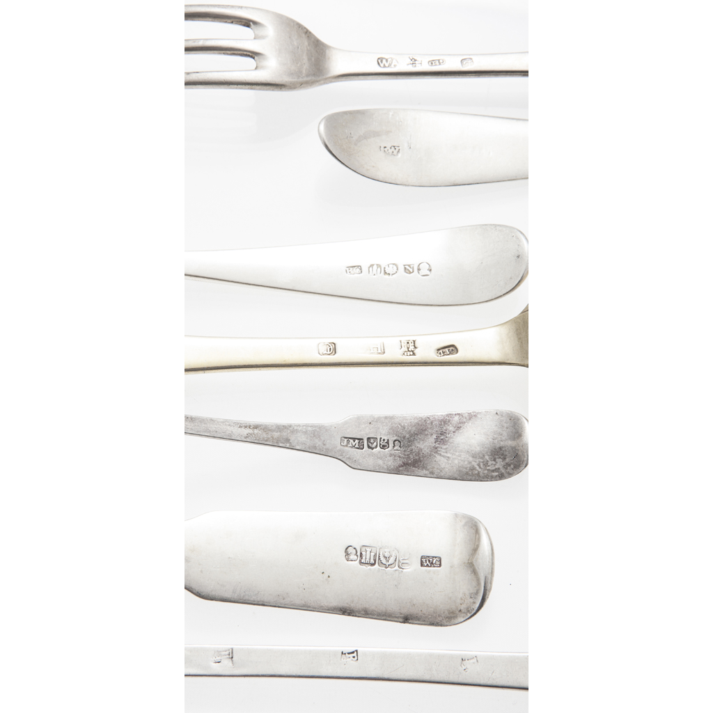 A mixed group of 18th and 19th century flatware