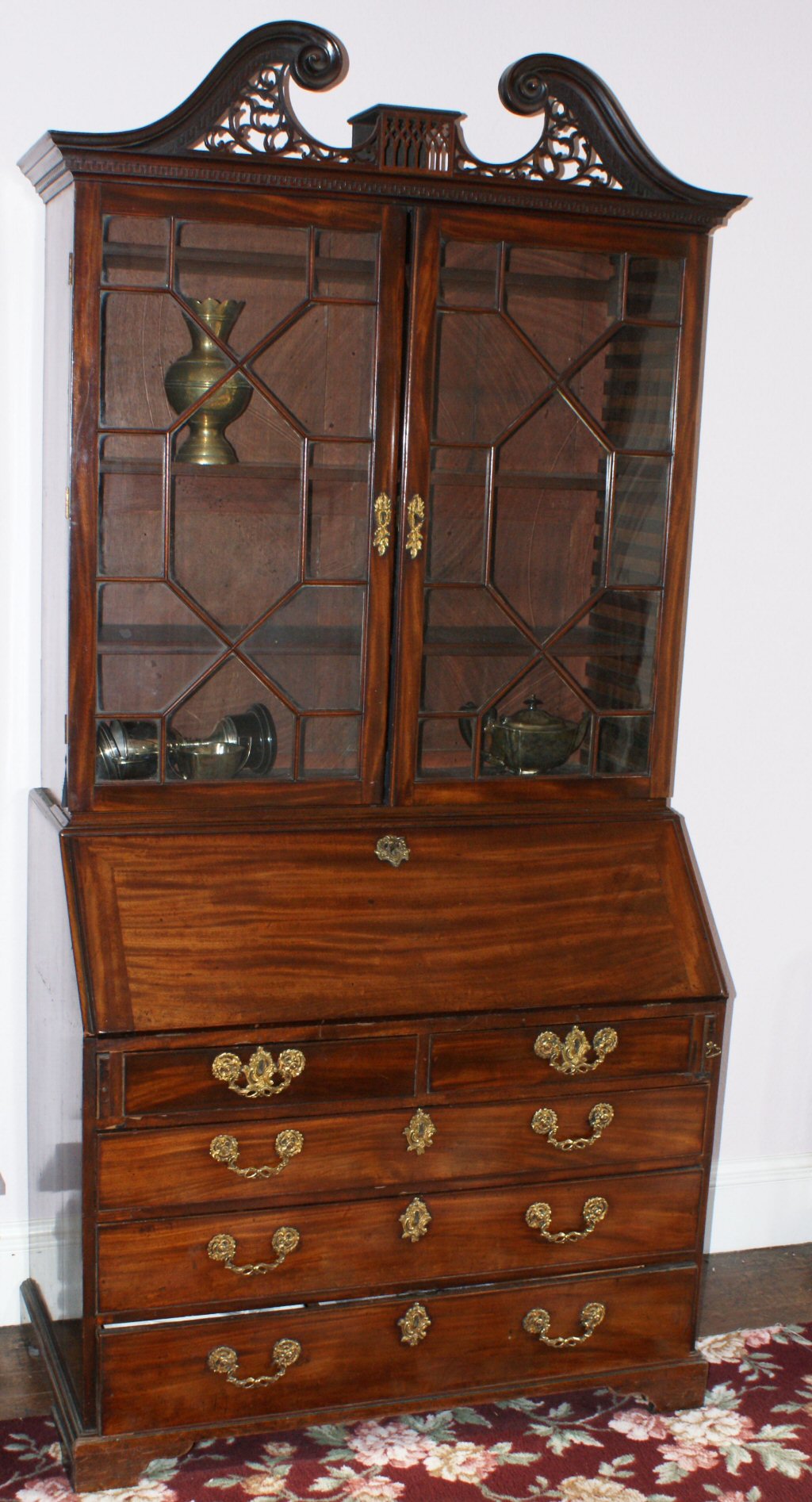 GEORGE III STYLE MAHOGANY BUREAU BOOKCASE