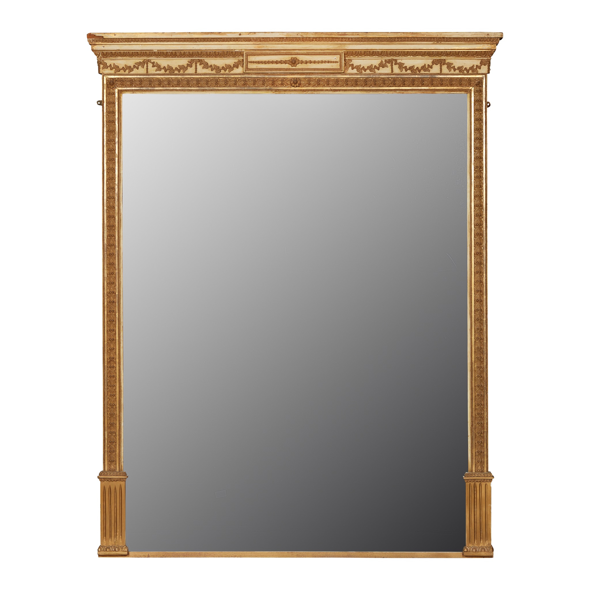 LARGE GILTWOOD AND GESSO OVERMANTEL MIRROR