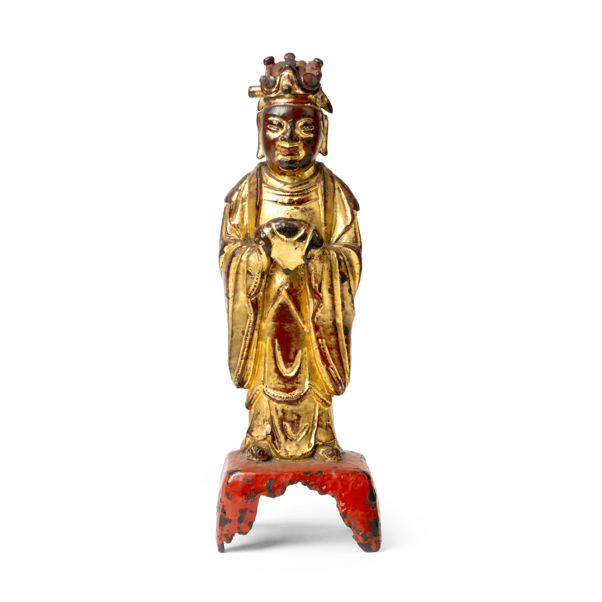 CHINESE GILT-LACQUERED BRONZE DAOIST DEITY