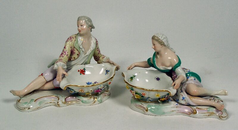 A pair of Meissen table ornaments