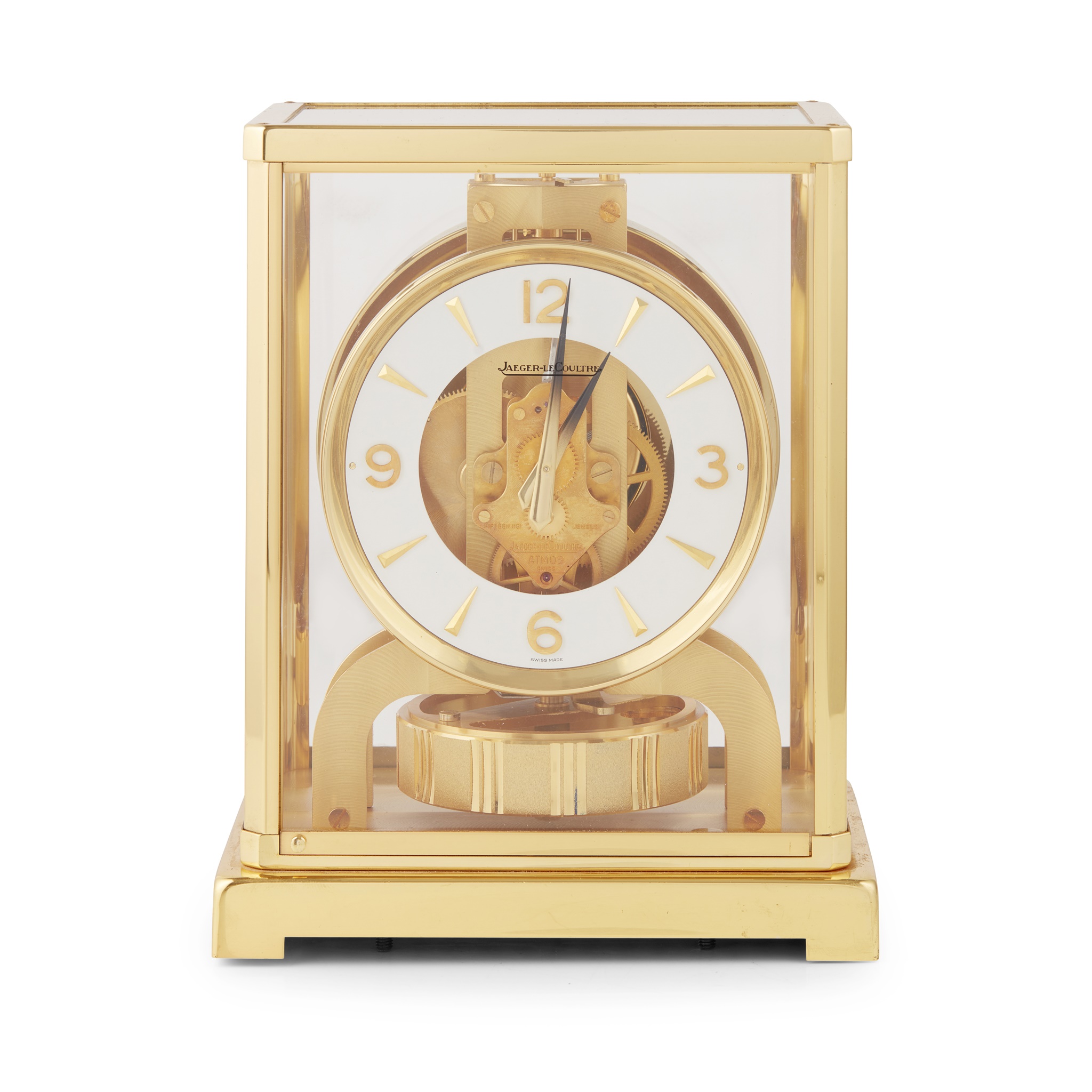 SWISS GILT-BRASS 'ATMOS' CLOCK BY JAEGER LECOULTRE, GENEVA