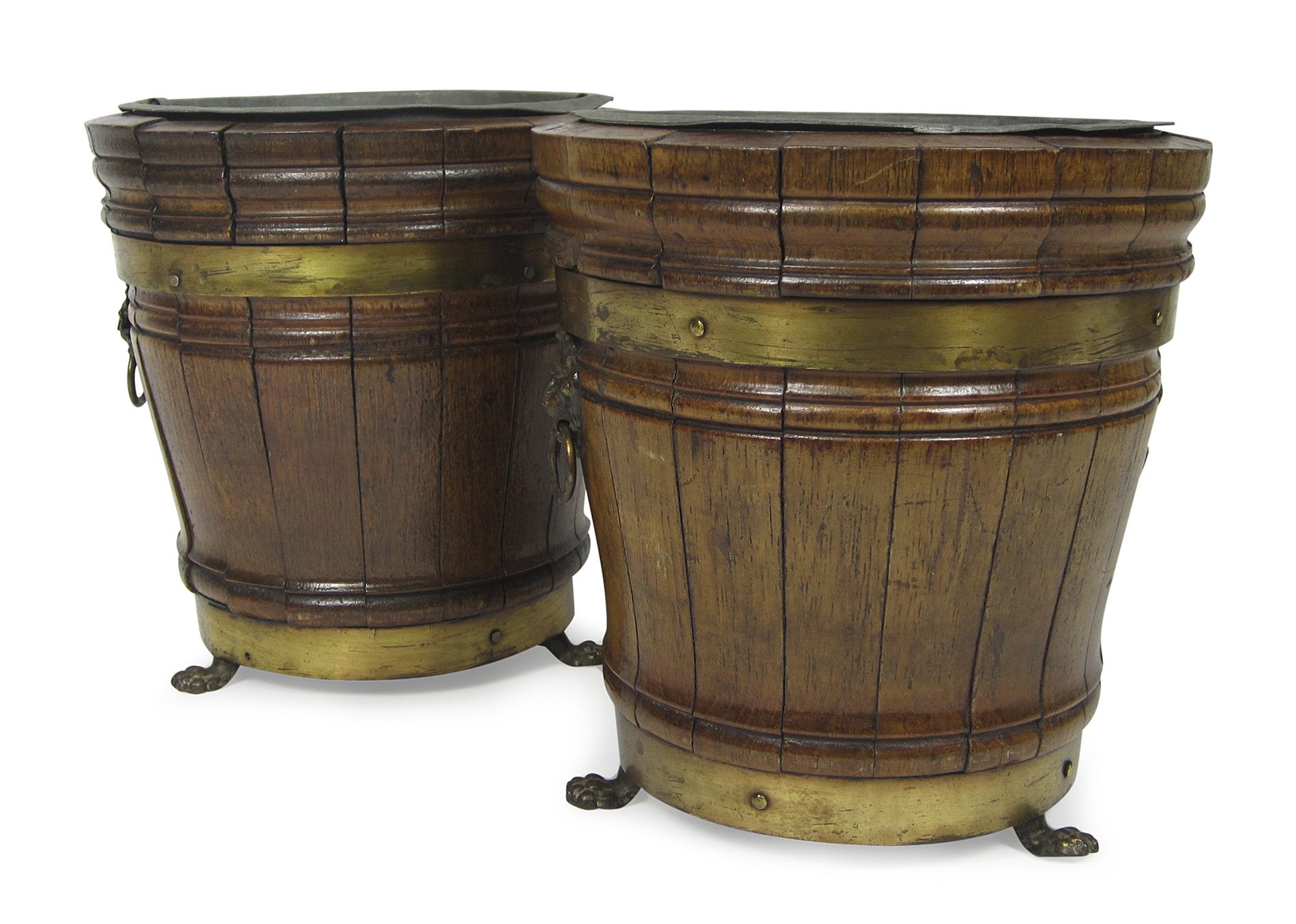 PAIR OF ARTS & CRAFTS WOODEN WINE COOLERS