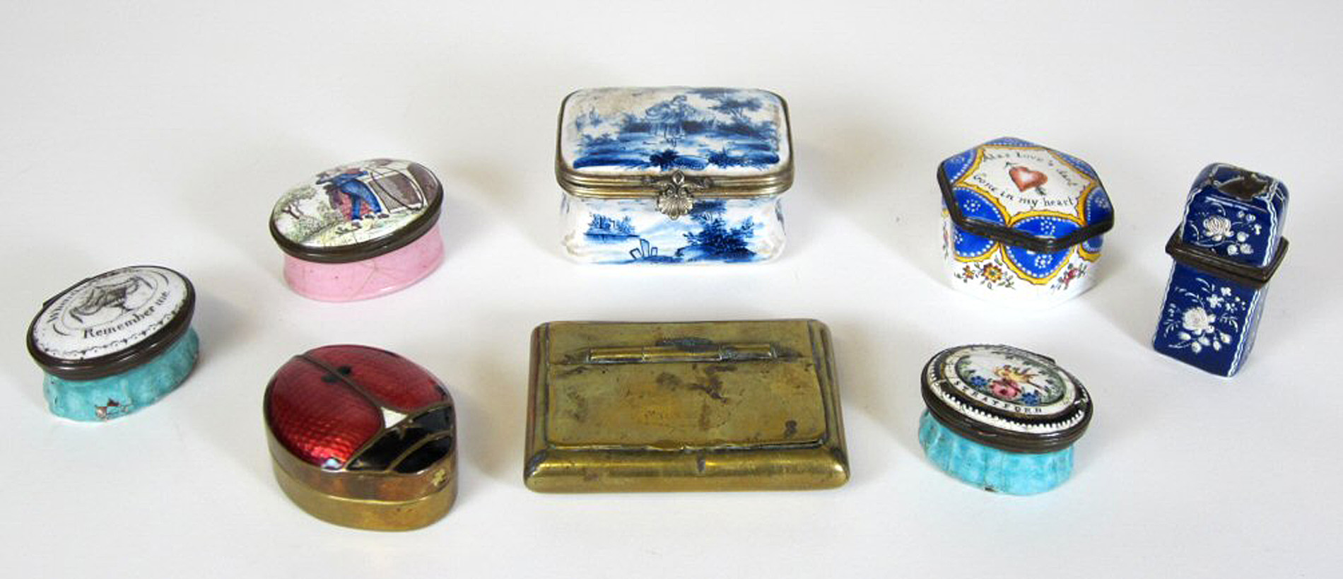 A GROUP OF BATTERSEA AND OTHER ENAMEL BOXES