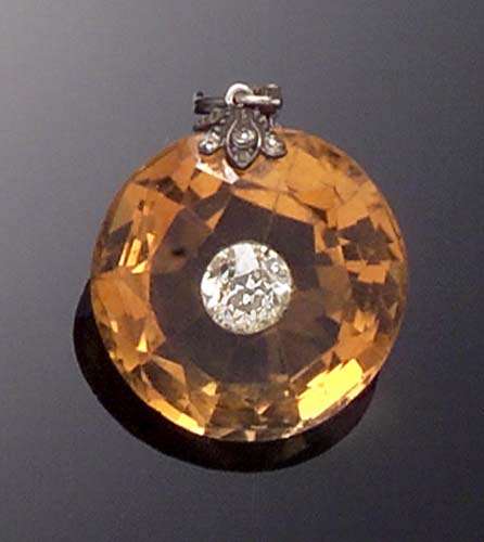 A Victorian citrine and diamond pendant,