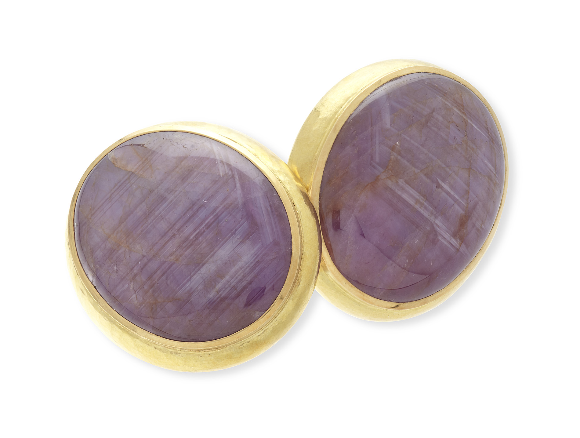 DE VROOMIN - a pair of late 20th century 18ct gold mounted star ruby set earrings