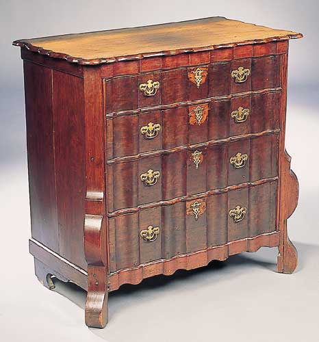 An 19th century Dutch stained mahogany chest of drawers