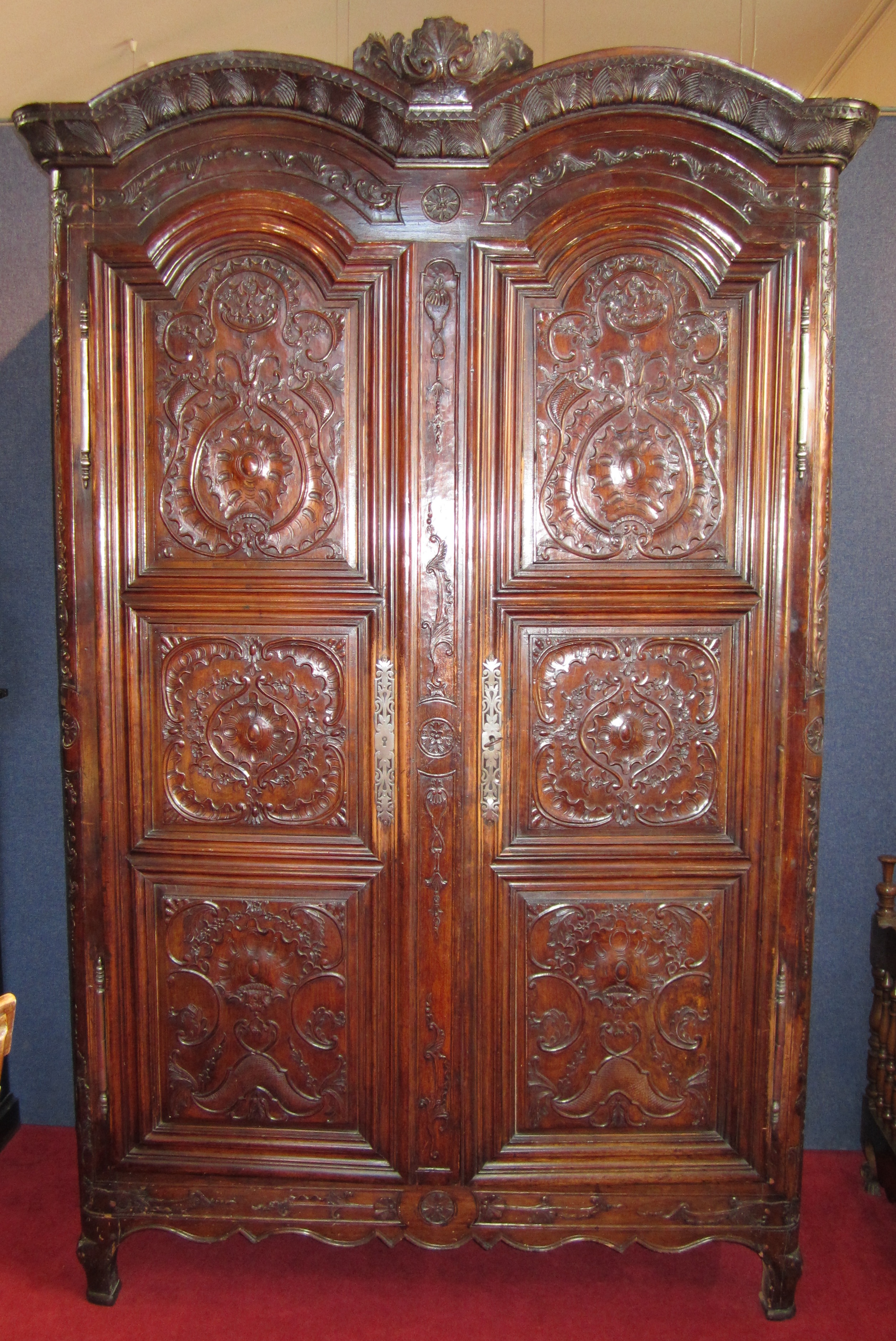 FRENCH STAINED BEECH ARMOIRE