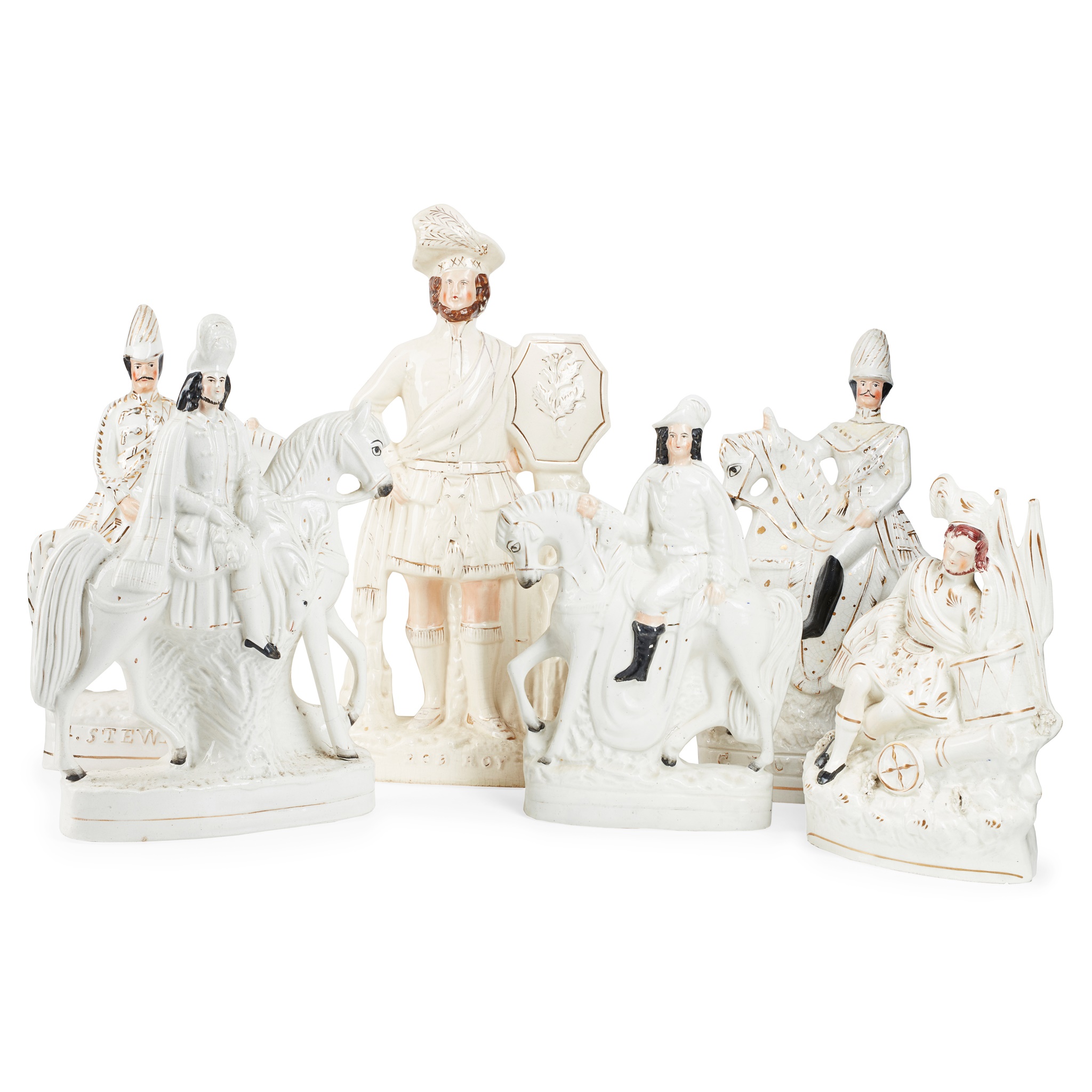 LARGE GROUP OF STAFFORDSHIRE HIGHLANDER FIGURES