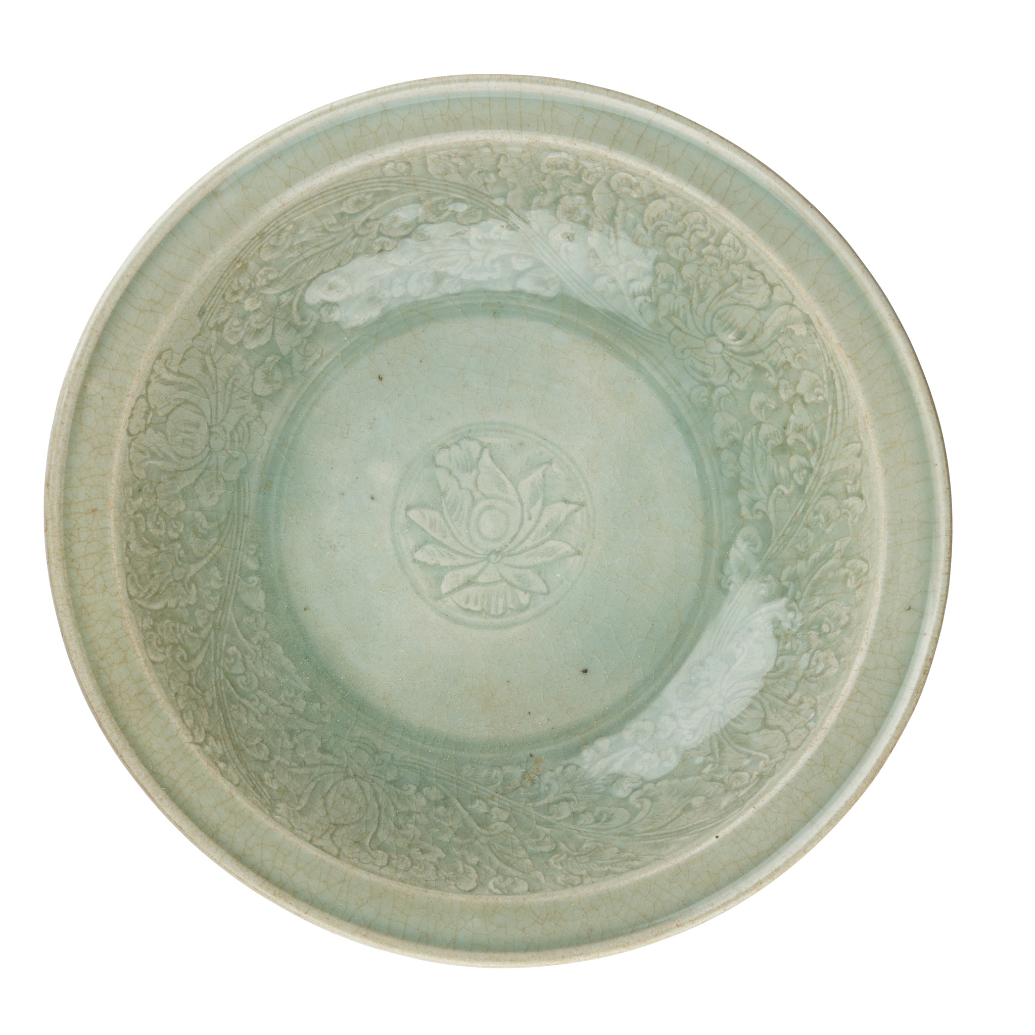 CELADON-GLAZED 'LOTUS' CHARGER