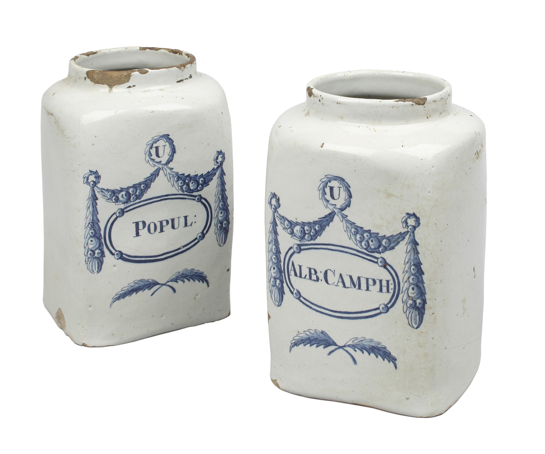 PAIR OF DELFT DRUG JARS