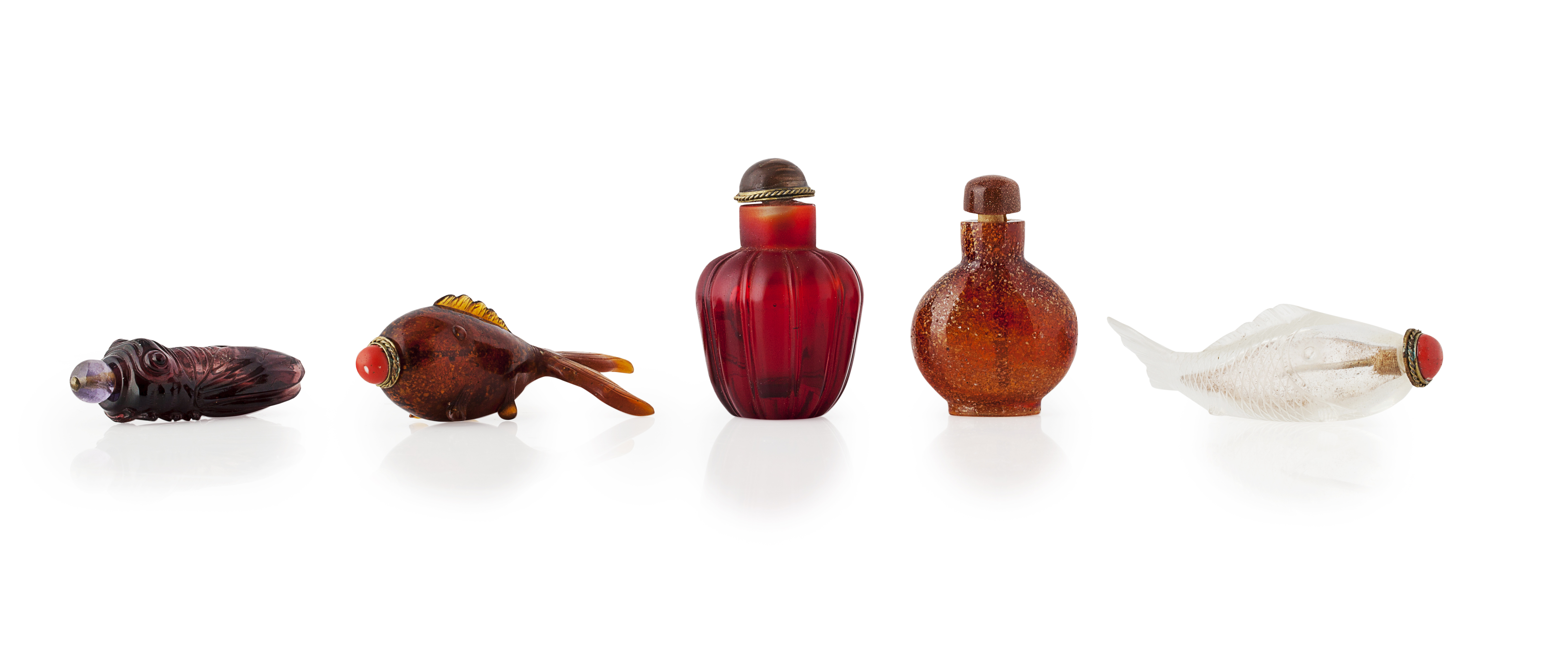 TEN GLASS SNUFF BOTTLES