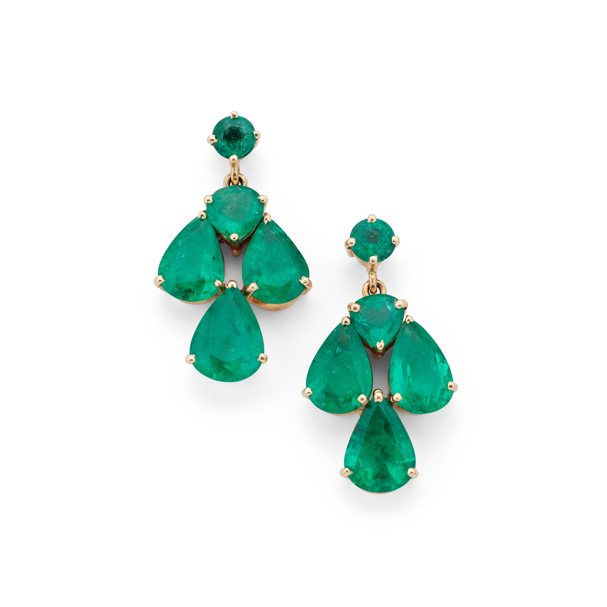 A pair of emerald pendent earrings