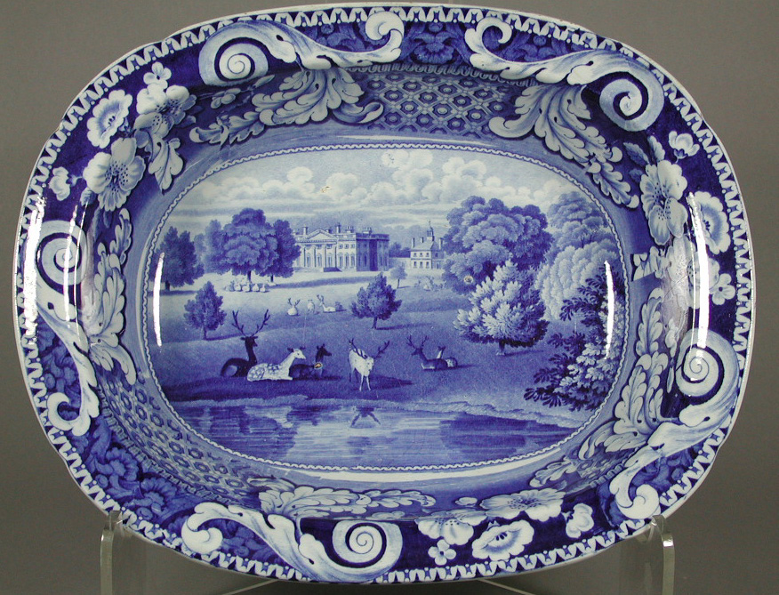 A Riley Denton Park, Yorkshire, pattern rounded rectangular deep bowl
