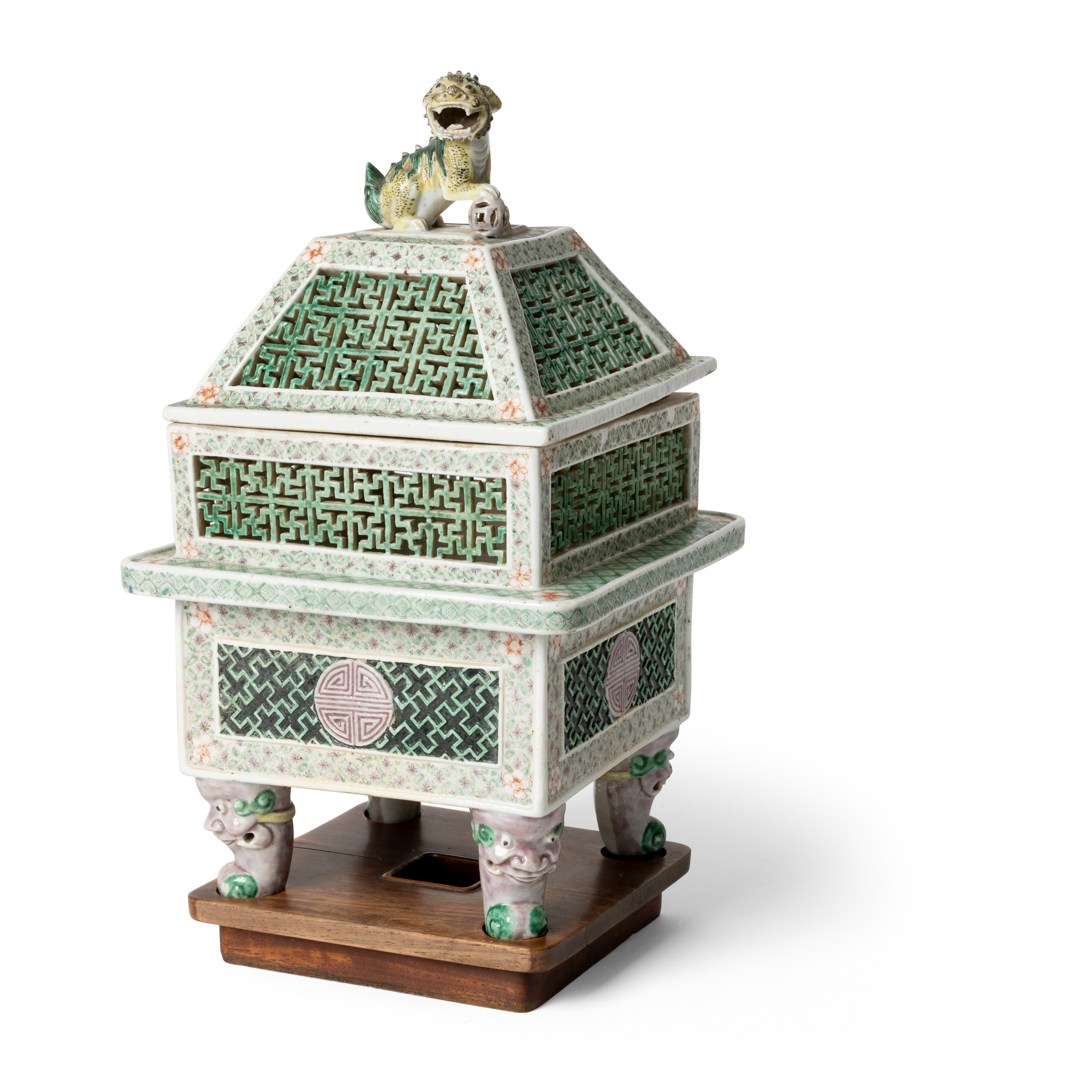 CHINESE SUSANCAI SQUARE CENSER WITH COVER