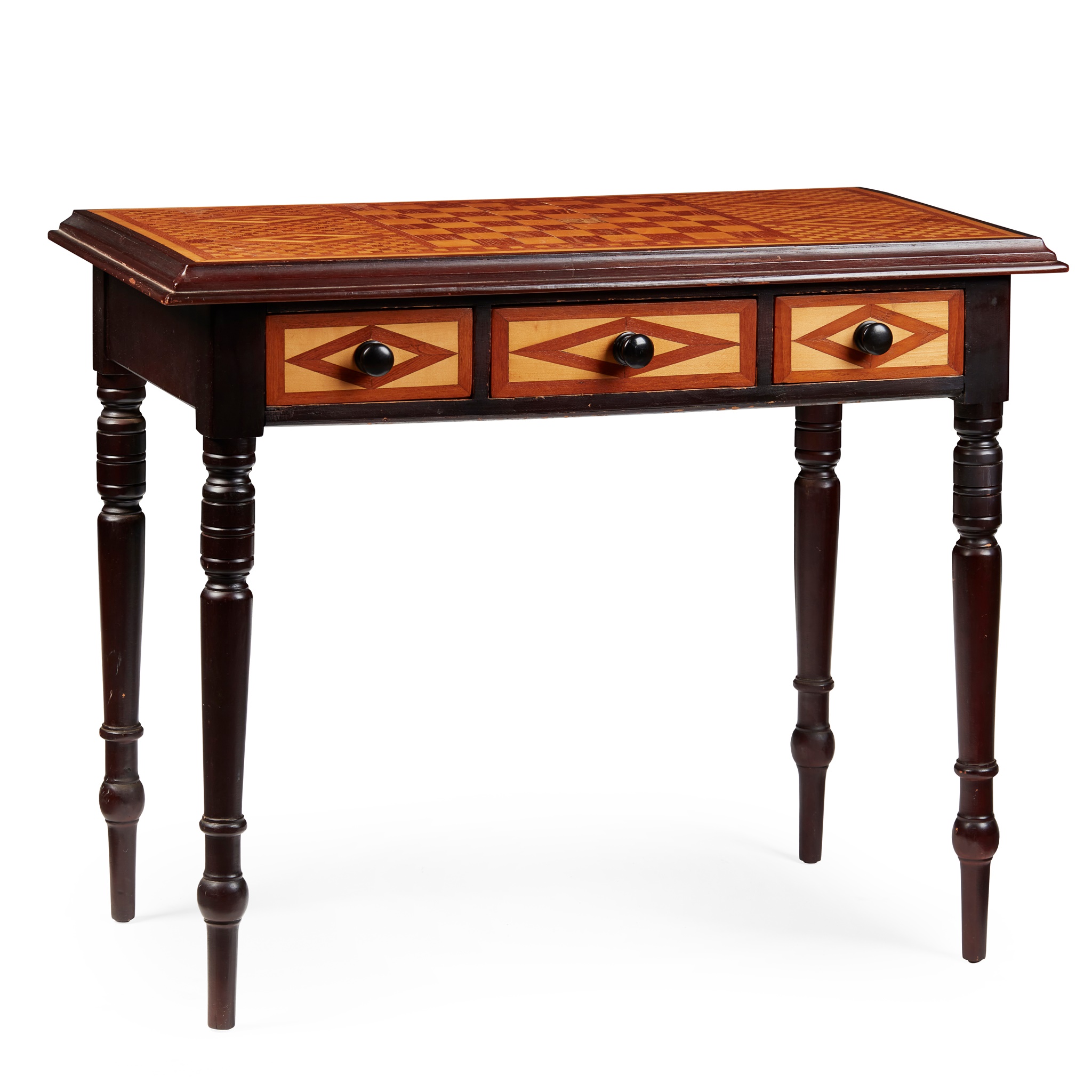 VICTORIAN FRUITWOOD PARQUETRY GAMES TABLE