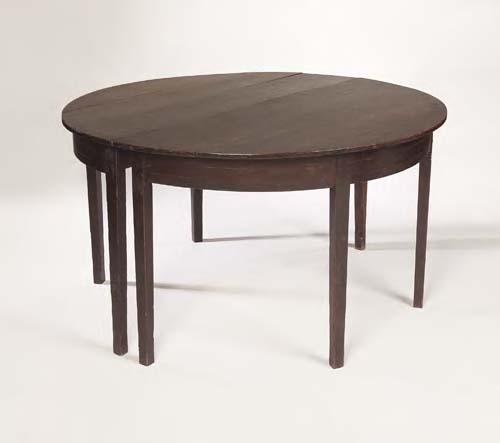 The Nile Tables A pair of late 18th century oak demilune dining tables,