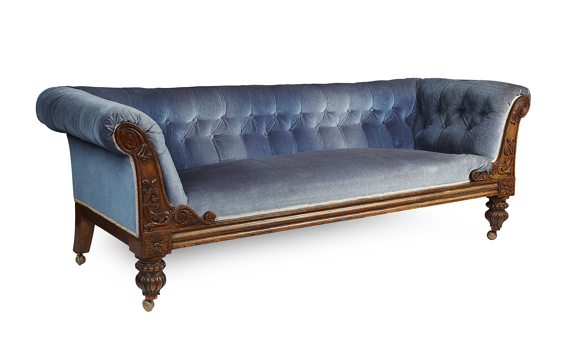 WILLIAM IV ROSEWOOD AND UPHOLSTERED SETTEE