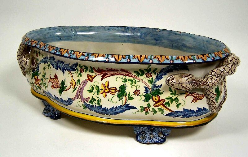 A large French faience jardiniere, circa 1870