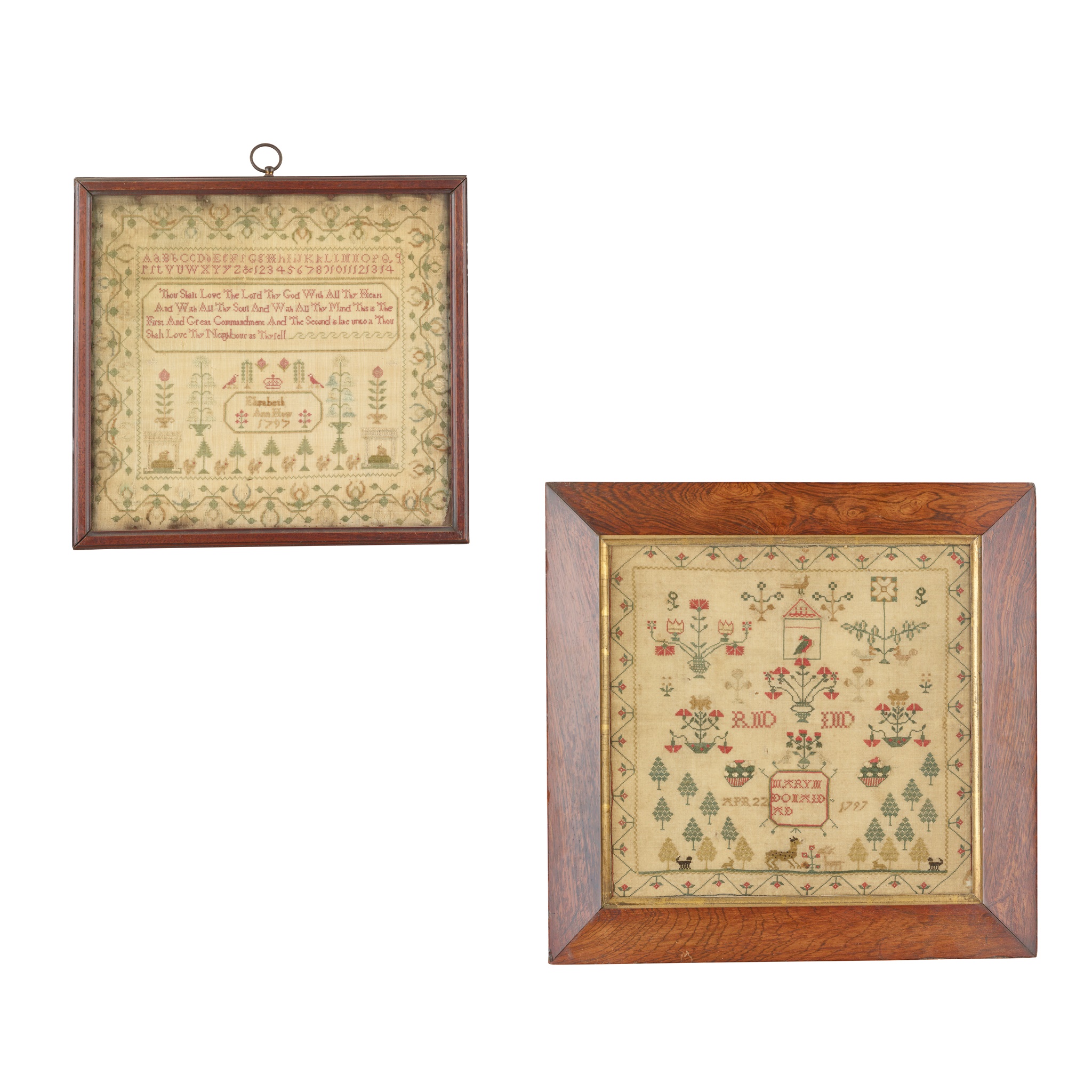 TWO GEORGE III NEEDLEWORK SAMPLERS