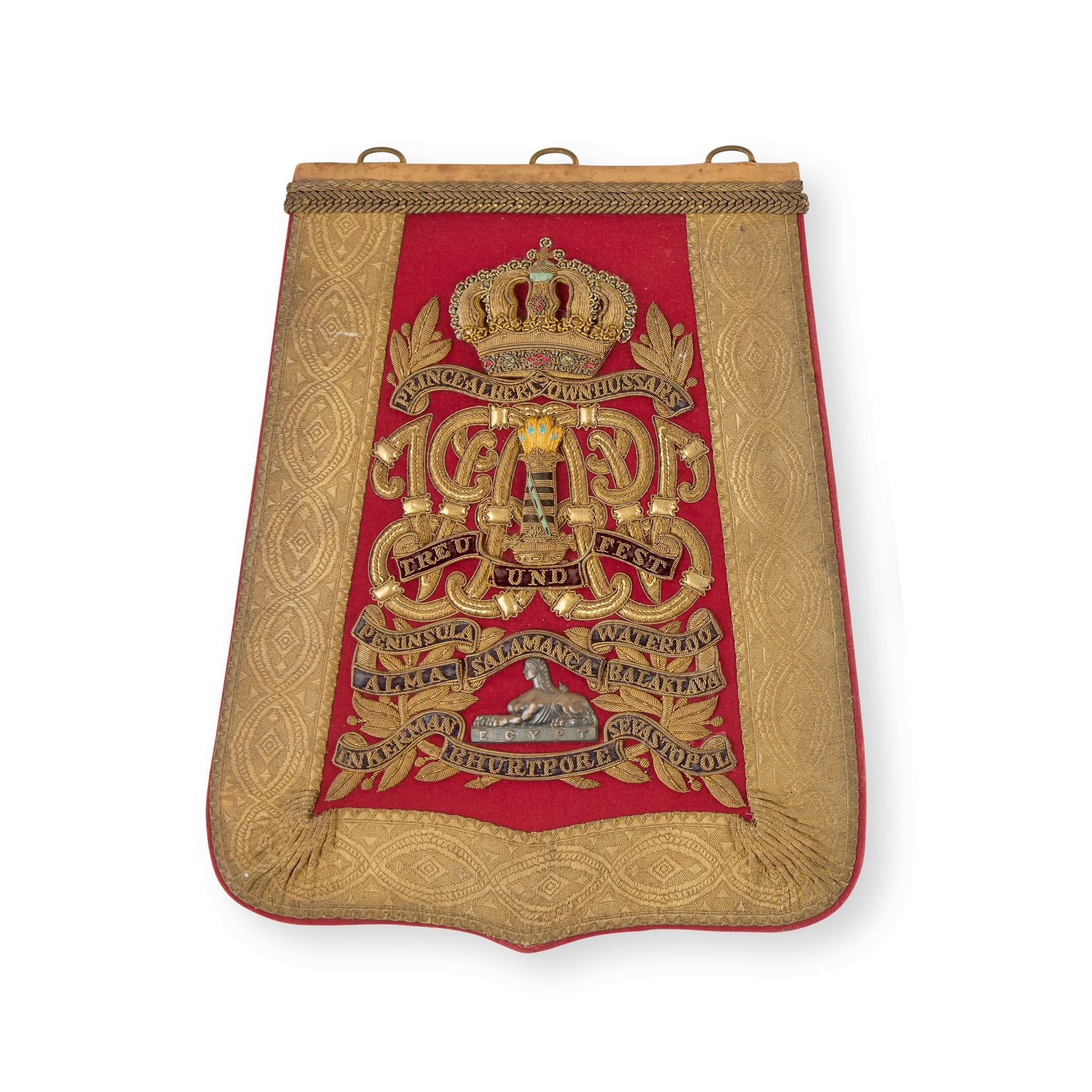 VICTORIAN 11TH HUSSARS (PRINCE ALBERT'S OWN) OFFICER’S FULL DRESS EMBROIDERED SABRETACHE