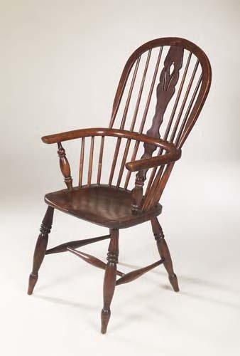 A 19th century oak and elm Windsor-style armchair,