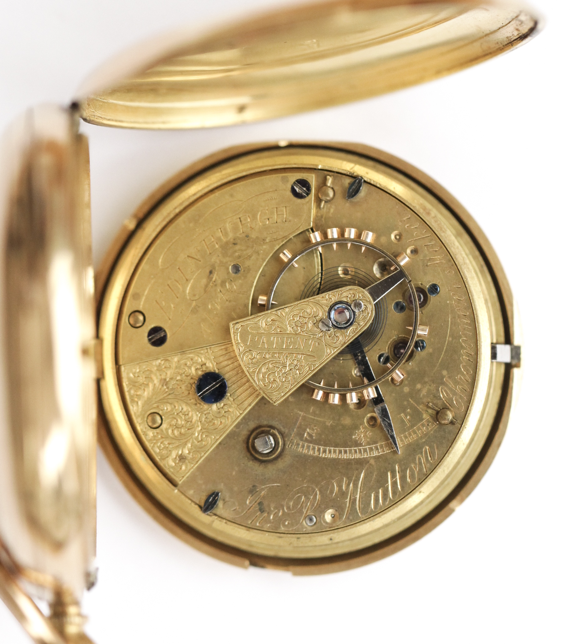 An 18ct gold hunter cased pocket watch