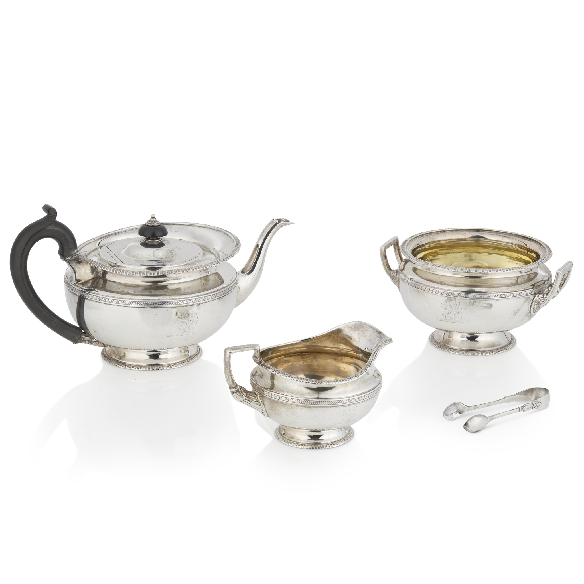 A 'REGENCY' GEORGE III THREE PIECE TEA SERVICE