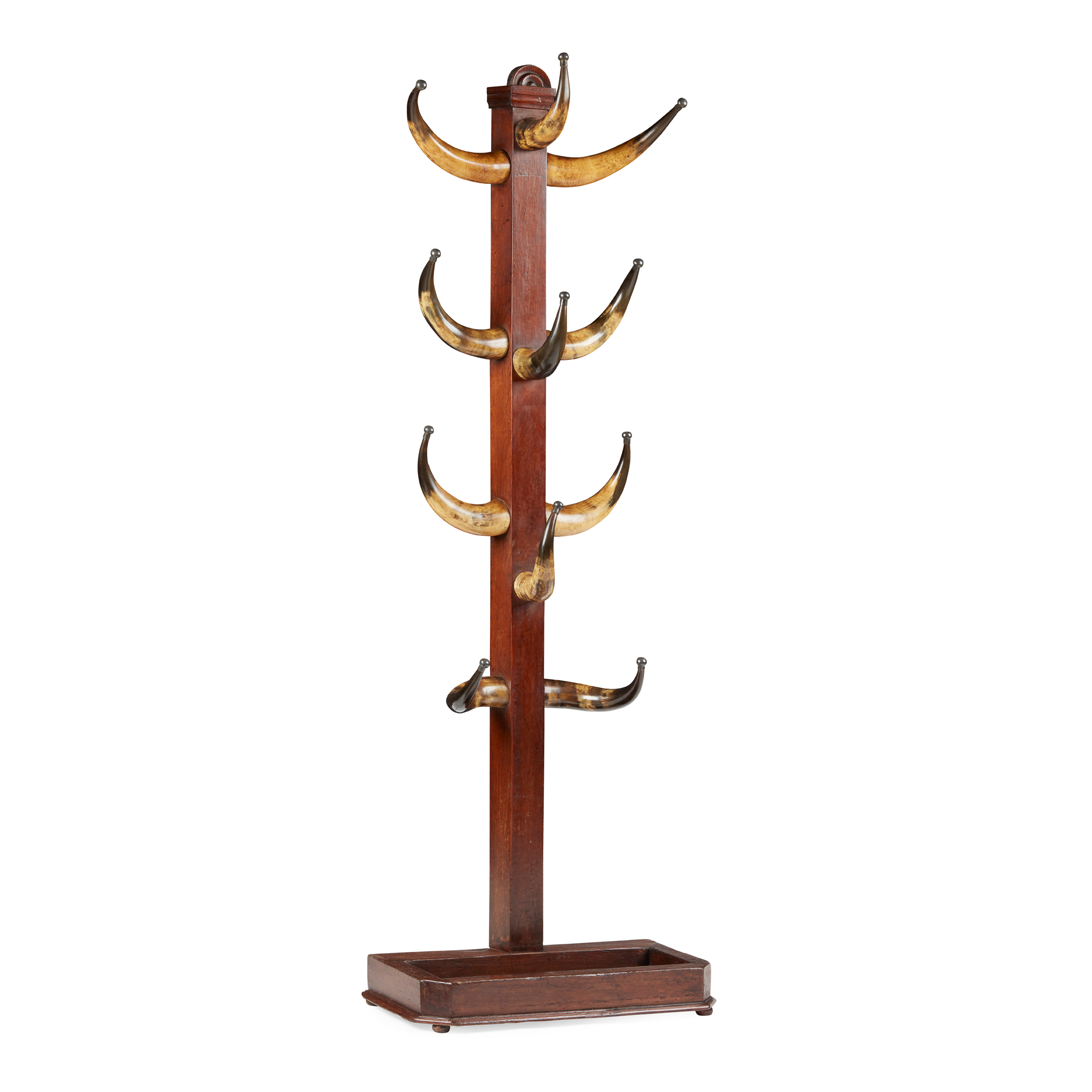 VICTORIAN COW HORN AND OAK HALL STAND