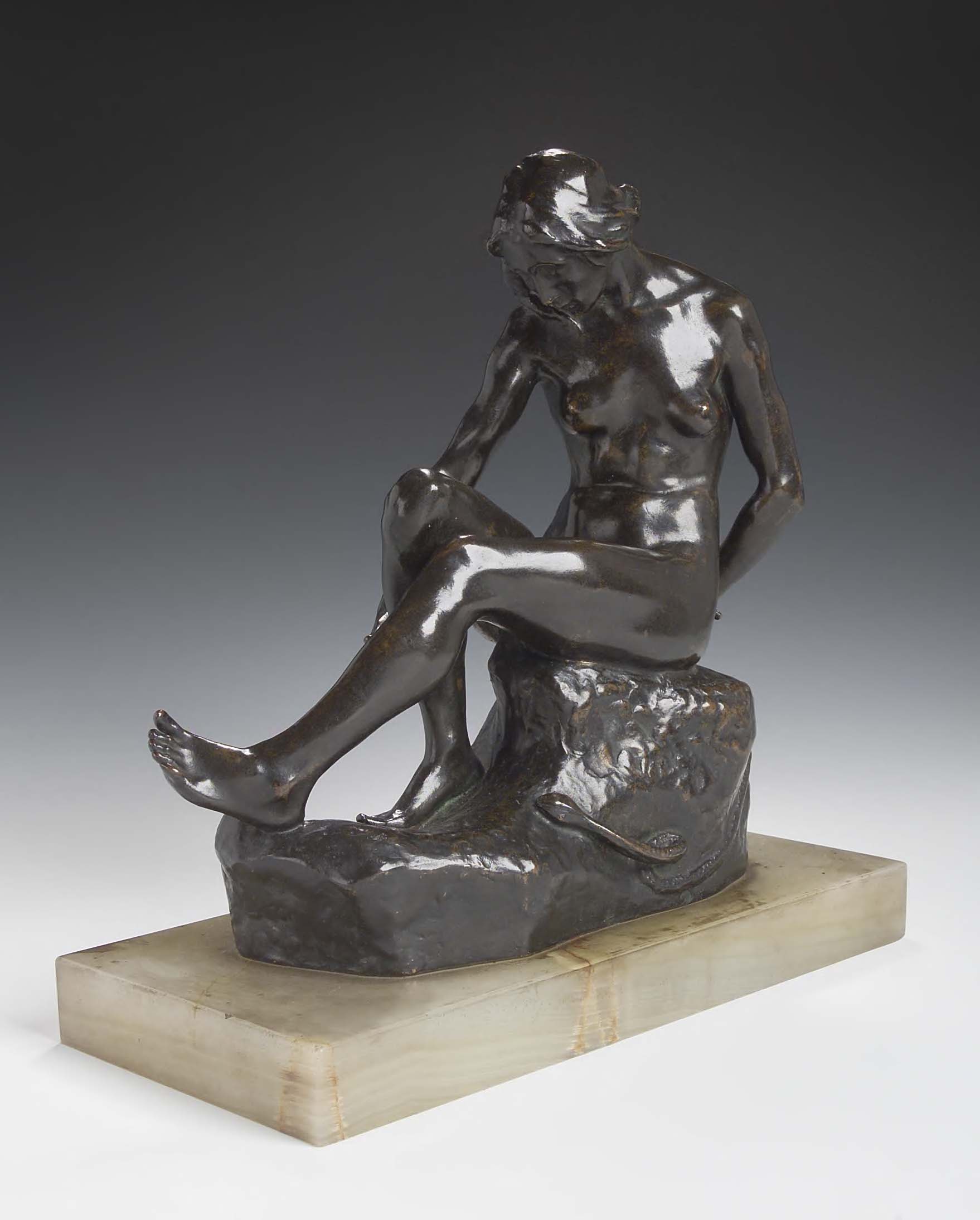 David Alexander Francis ARSA (1886-1931) A bronze figure of the seated Eve,