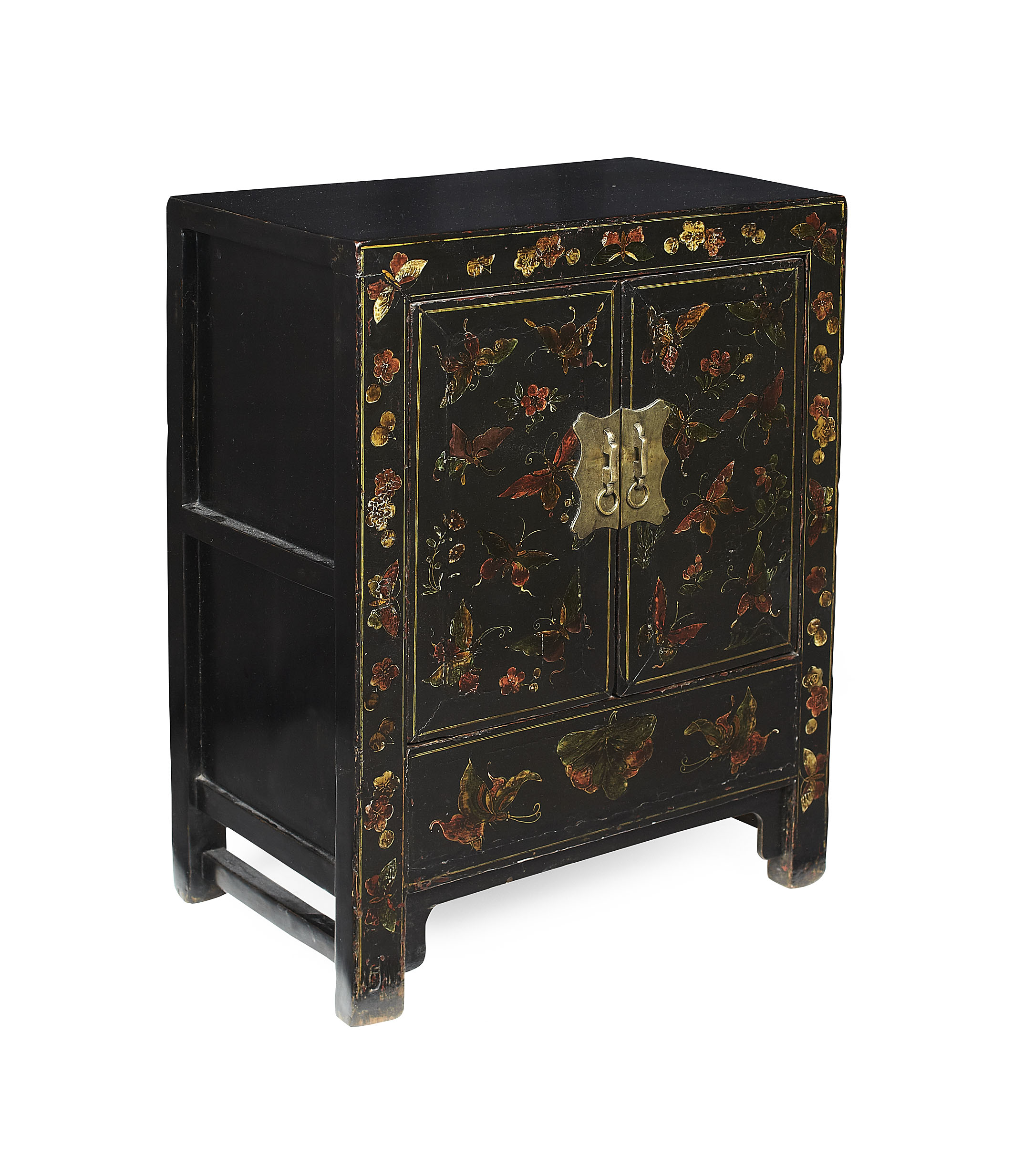 CHINESE BLACK LACQUERED SMALL CABINET