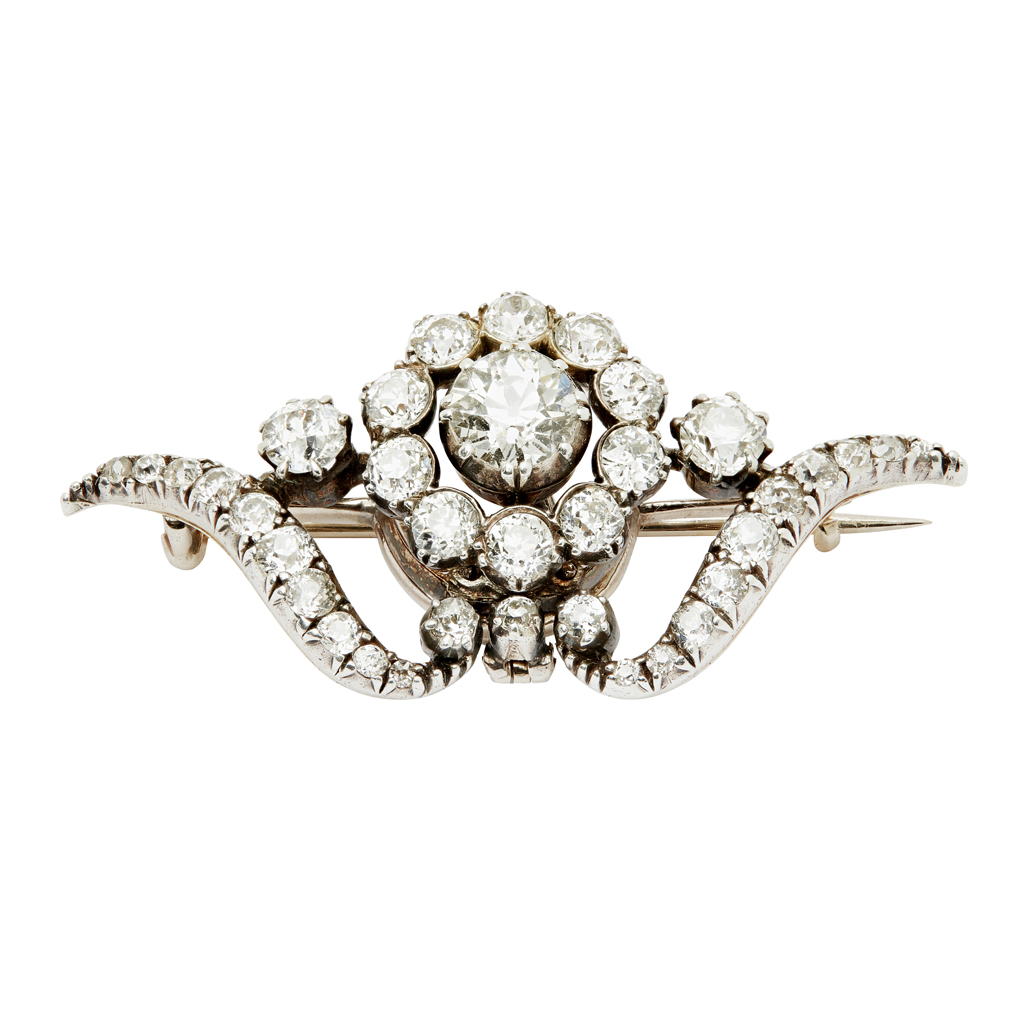 A Belle Epoque diamond set brooch/hair pin