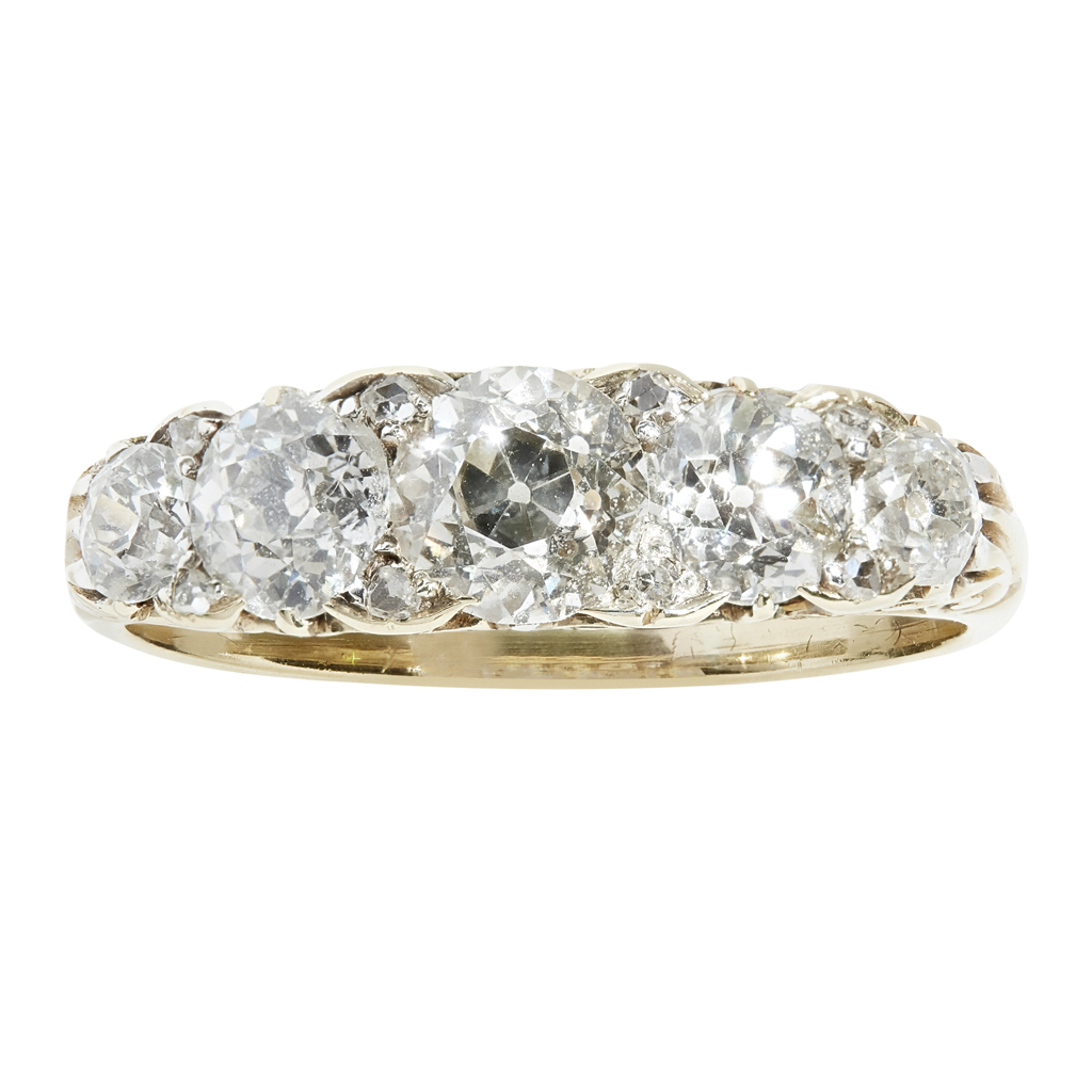 A Victorian five stone diamond set ring