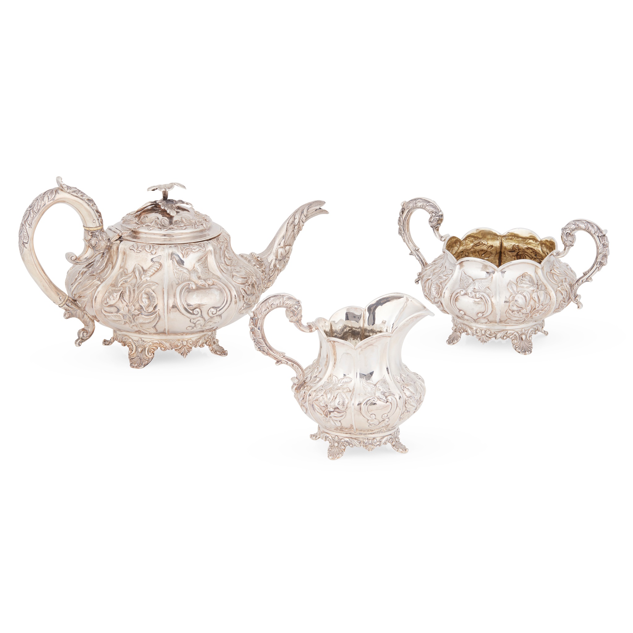 A William IV three-piece tea service