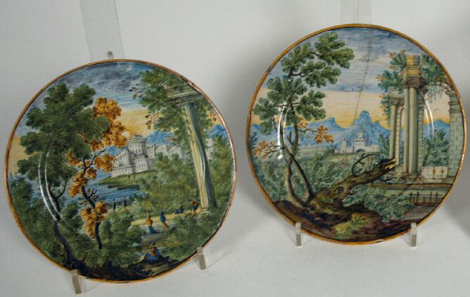 A small mid 18th century Castelli maiolica plate In the style of Carmine Gentili