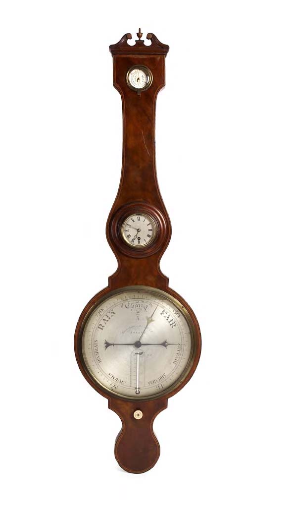 Lione and Somalvico, 125 Holbn. Hill, London A 19th century mahogany banjo barometer,