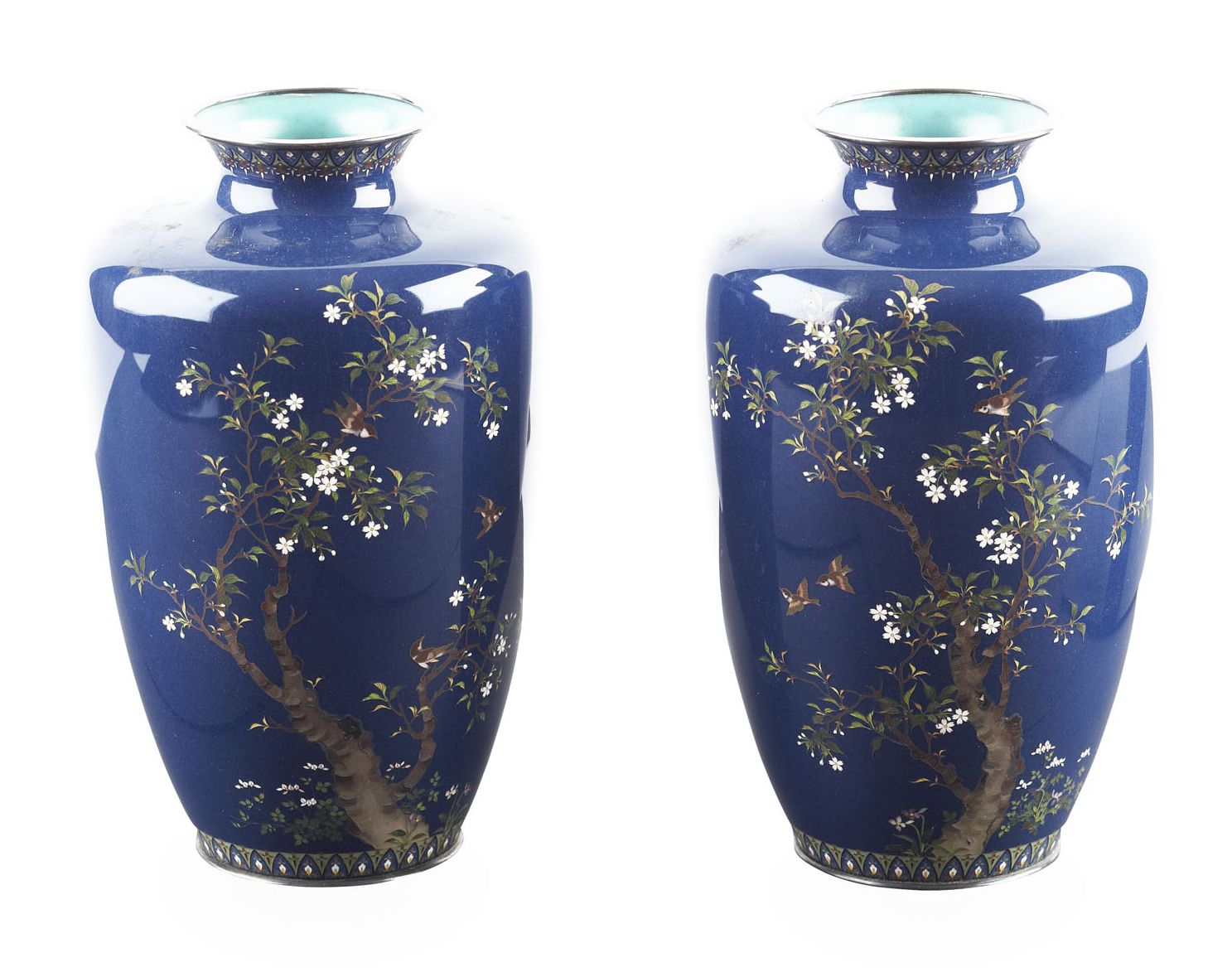 PAIR OF JAPANESE CLOISONNE VASES