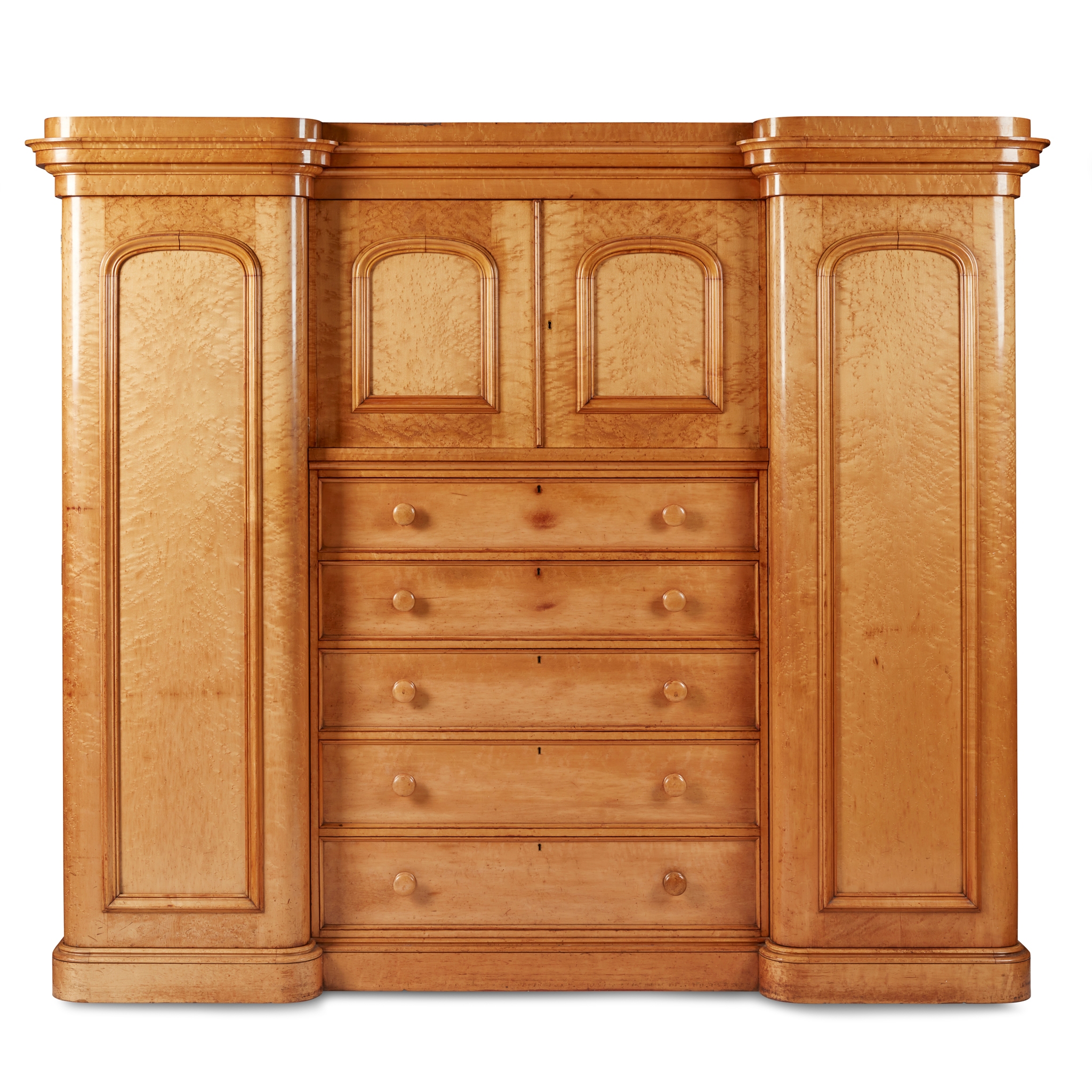 VICTORIAN SCOTTISH BIRDSEYE MAPLE COMPACTUM WARDROBE