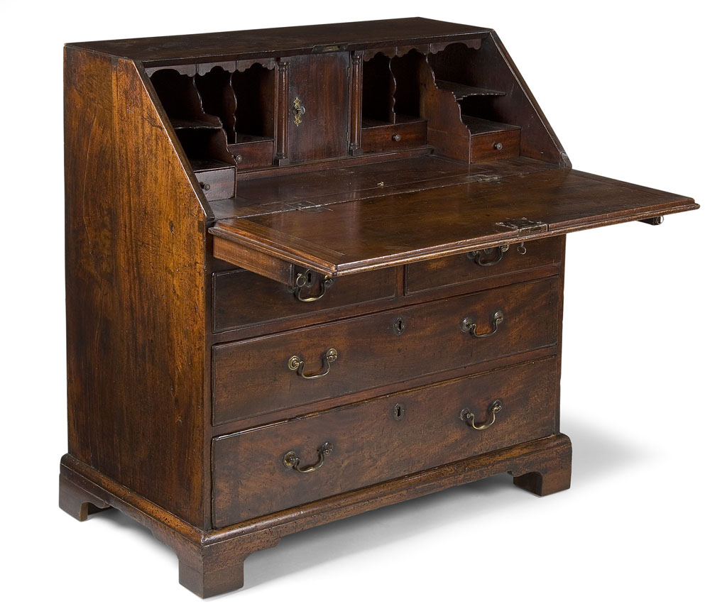 A George II mahogany bureau, circa 1750