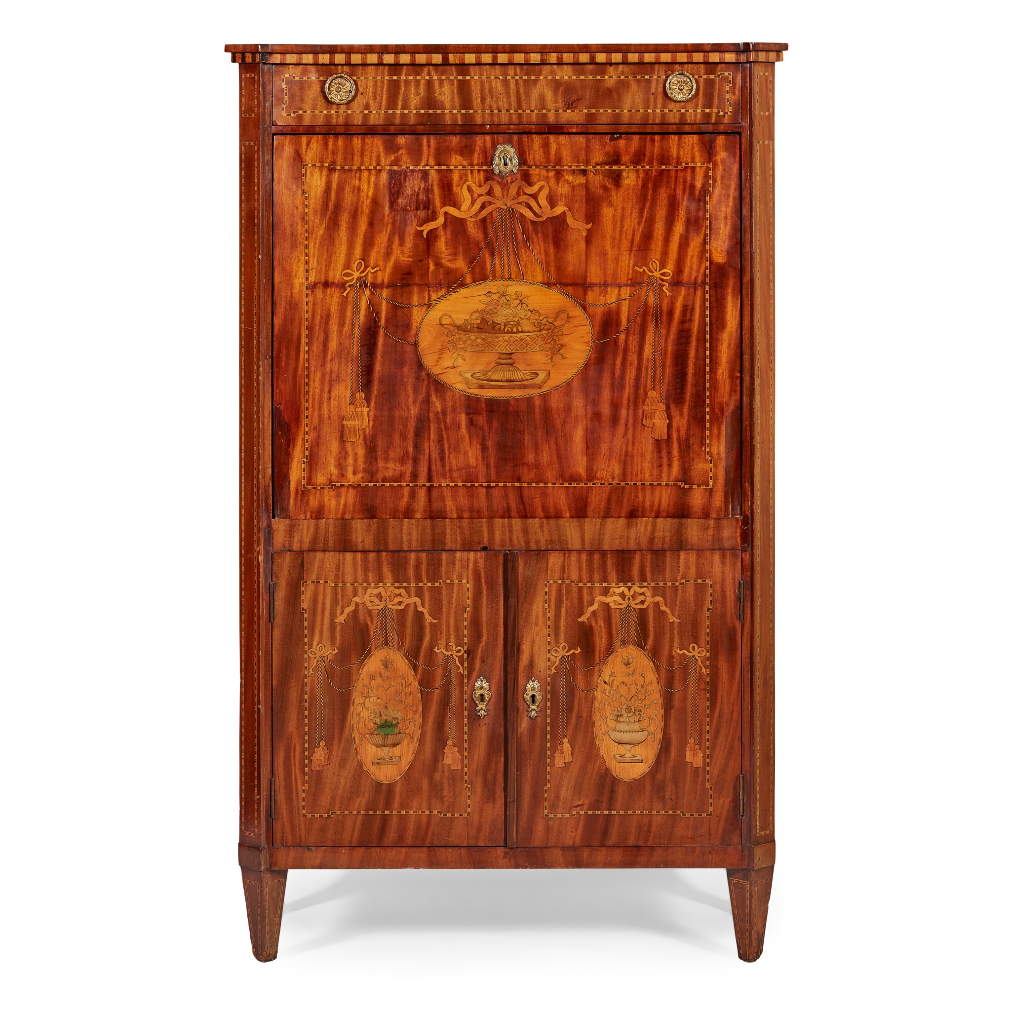 DUTCH MAHOGANY INLAID FALL FRONT SECRETAIRE