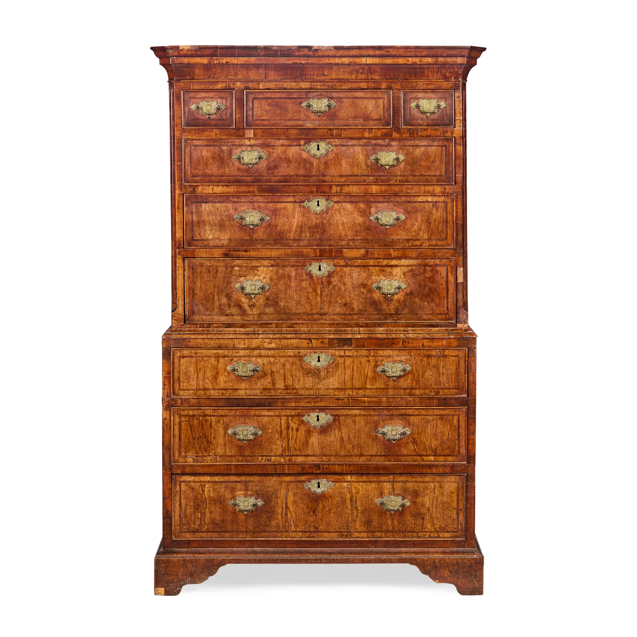 GEORGE II WALNUT CHEST-ON-CHEST