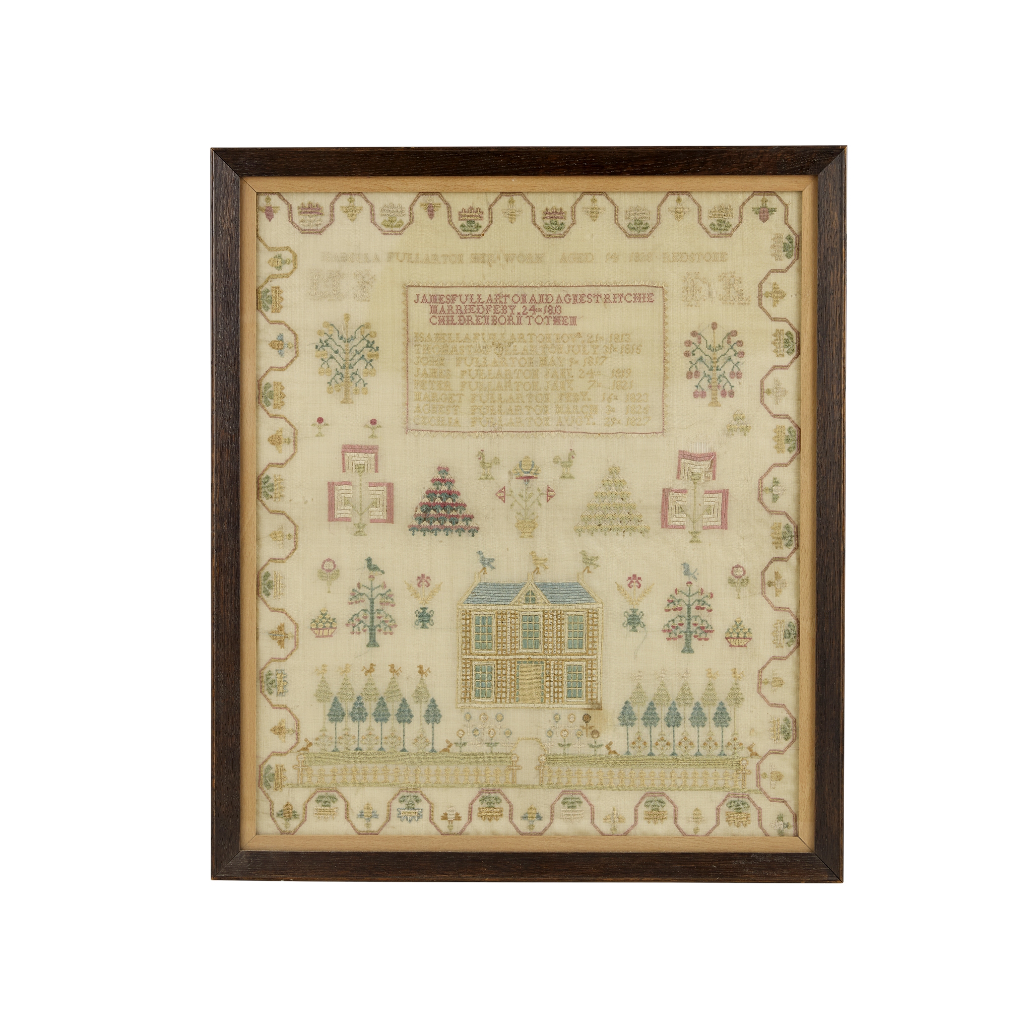 SCOTTISH NEEDLEWORK HOUSE SAMPLER, WORKED BY ISABELLA FULLARTON