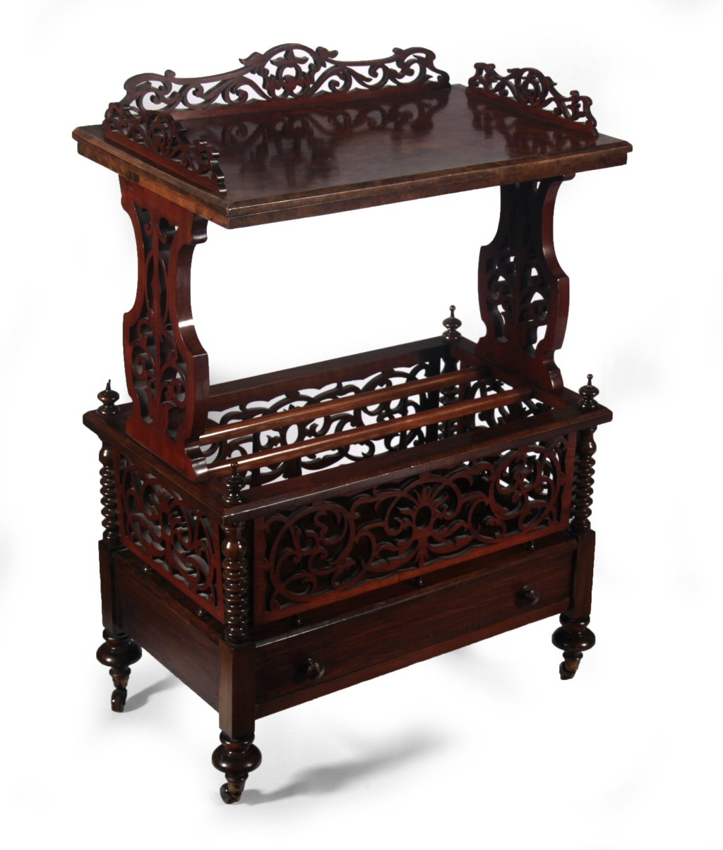 VICTORIAN WALNUT CANTERBURY WHATNOT