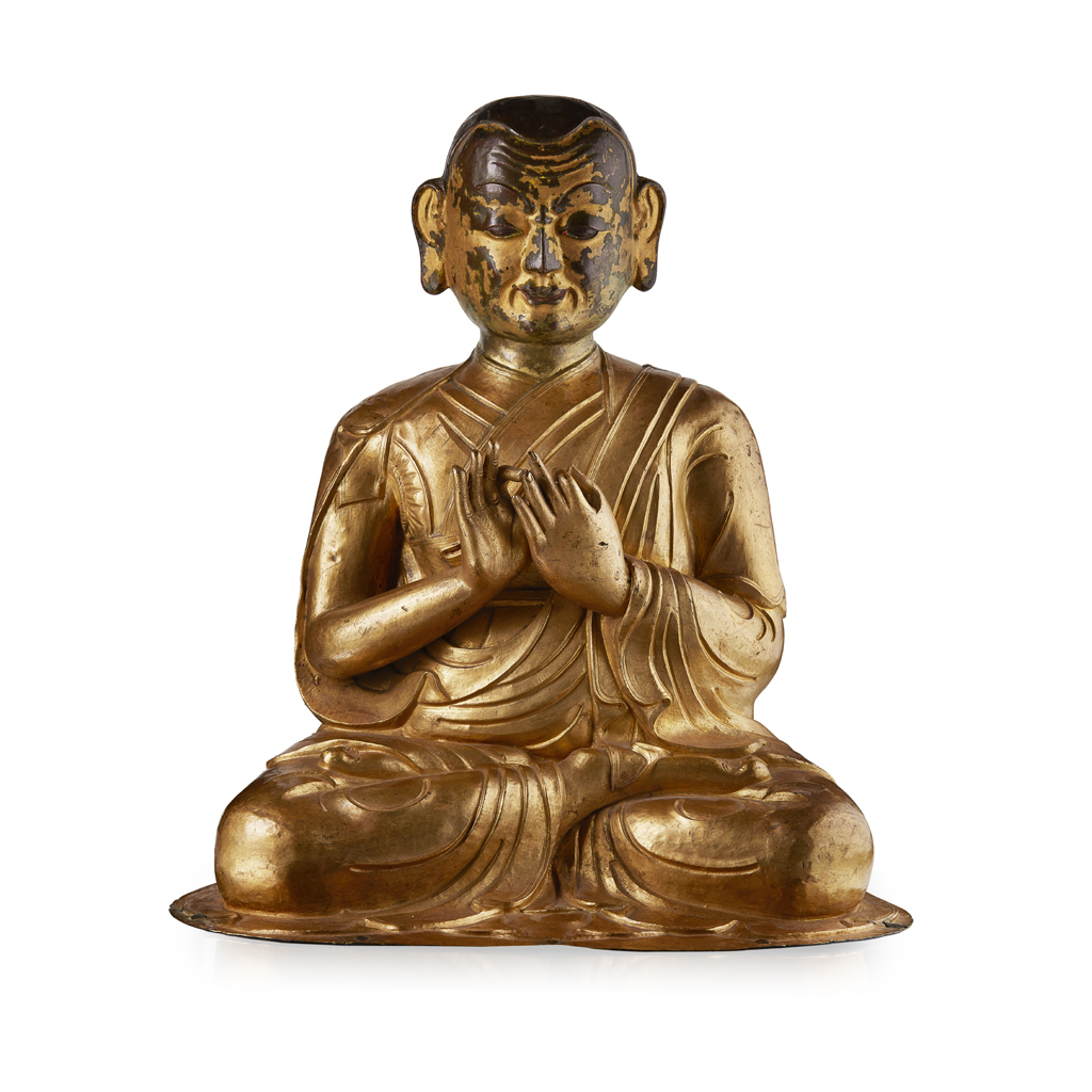 GILT COPPER FIGURE OF A LAMA