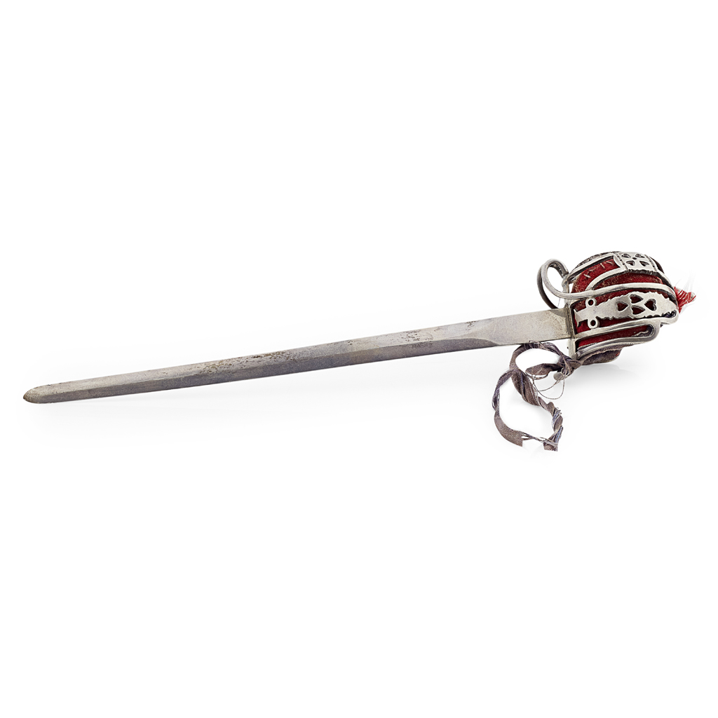A BASKET HILTED SWORD LETTER OPENER